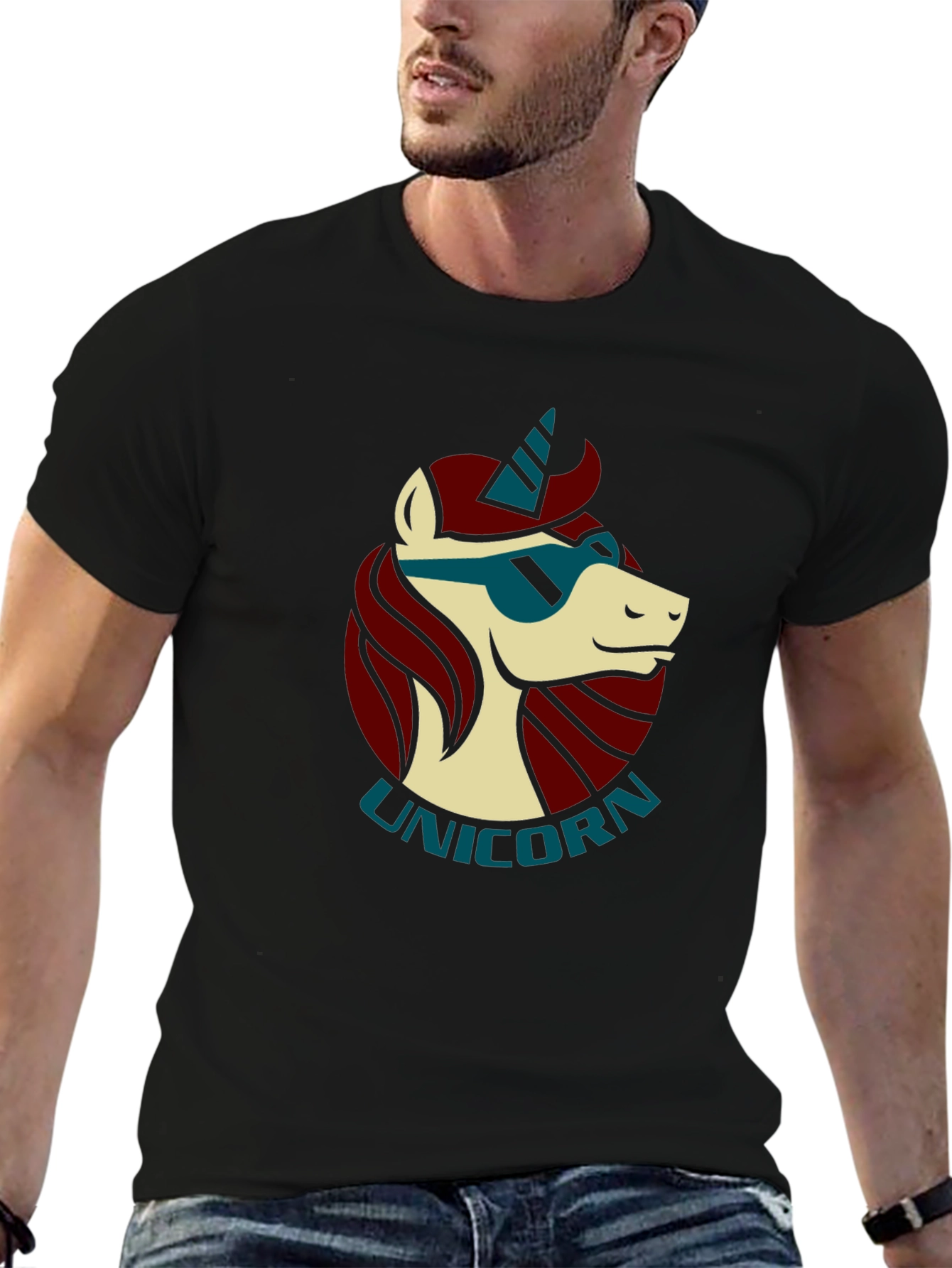 Cool Unicorn Graphic Black T-Shirt