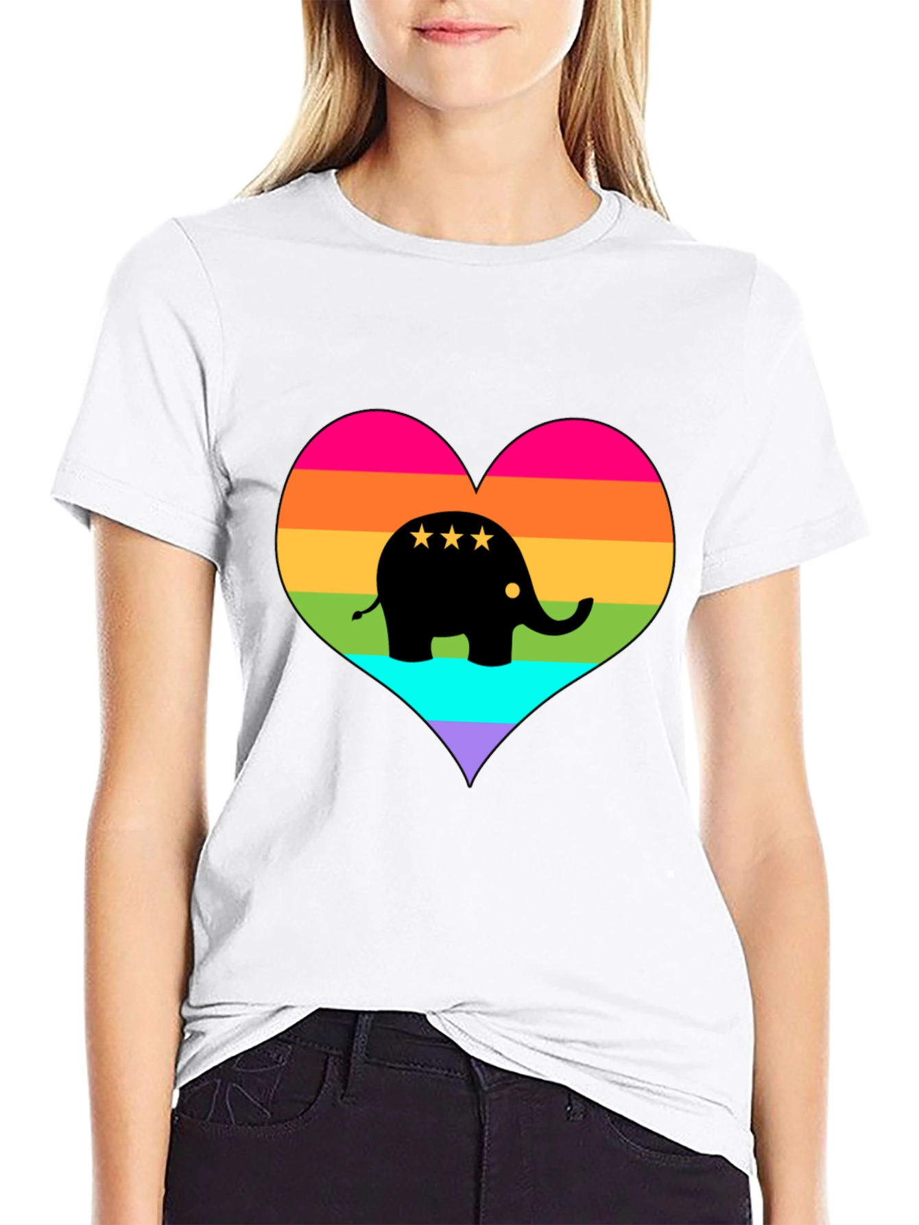 Rainbow Elephant Heart T-Shirt