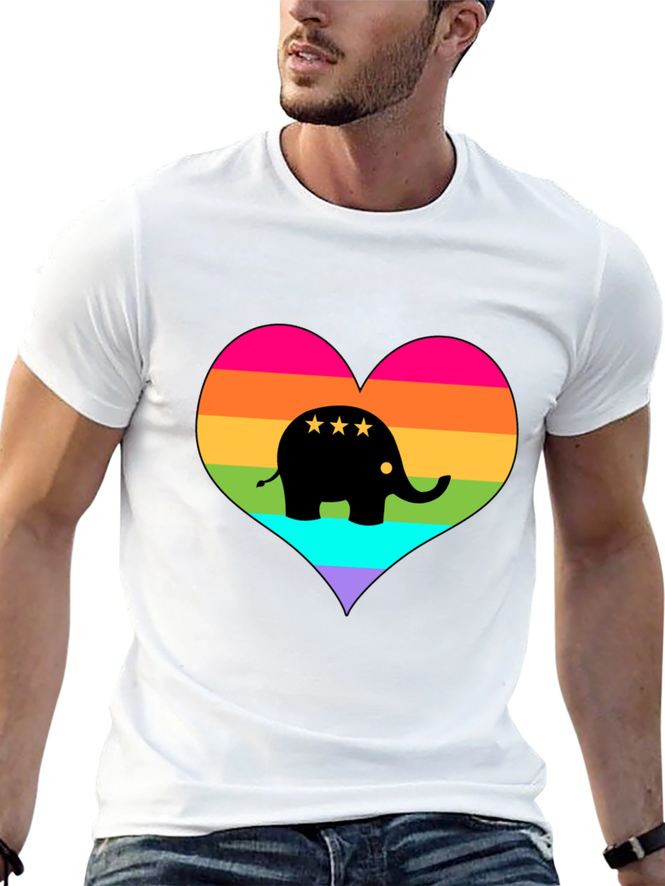 Rainbow Elephant Heart T-Shirt
