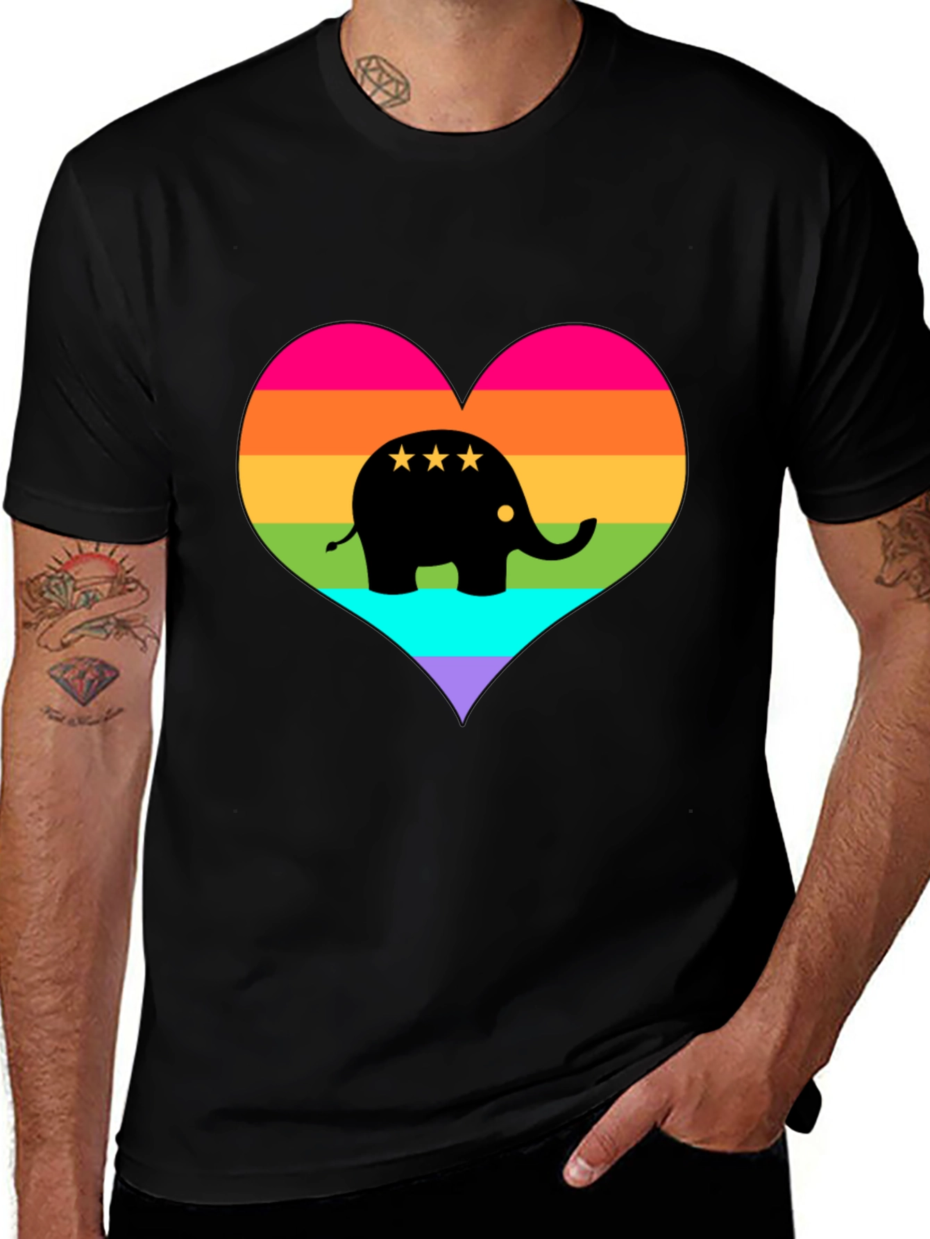 Rainbow Elephant Heart T-Shirt