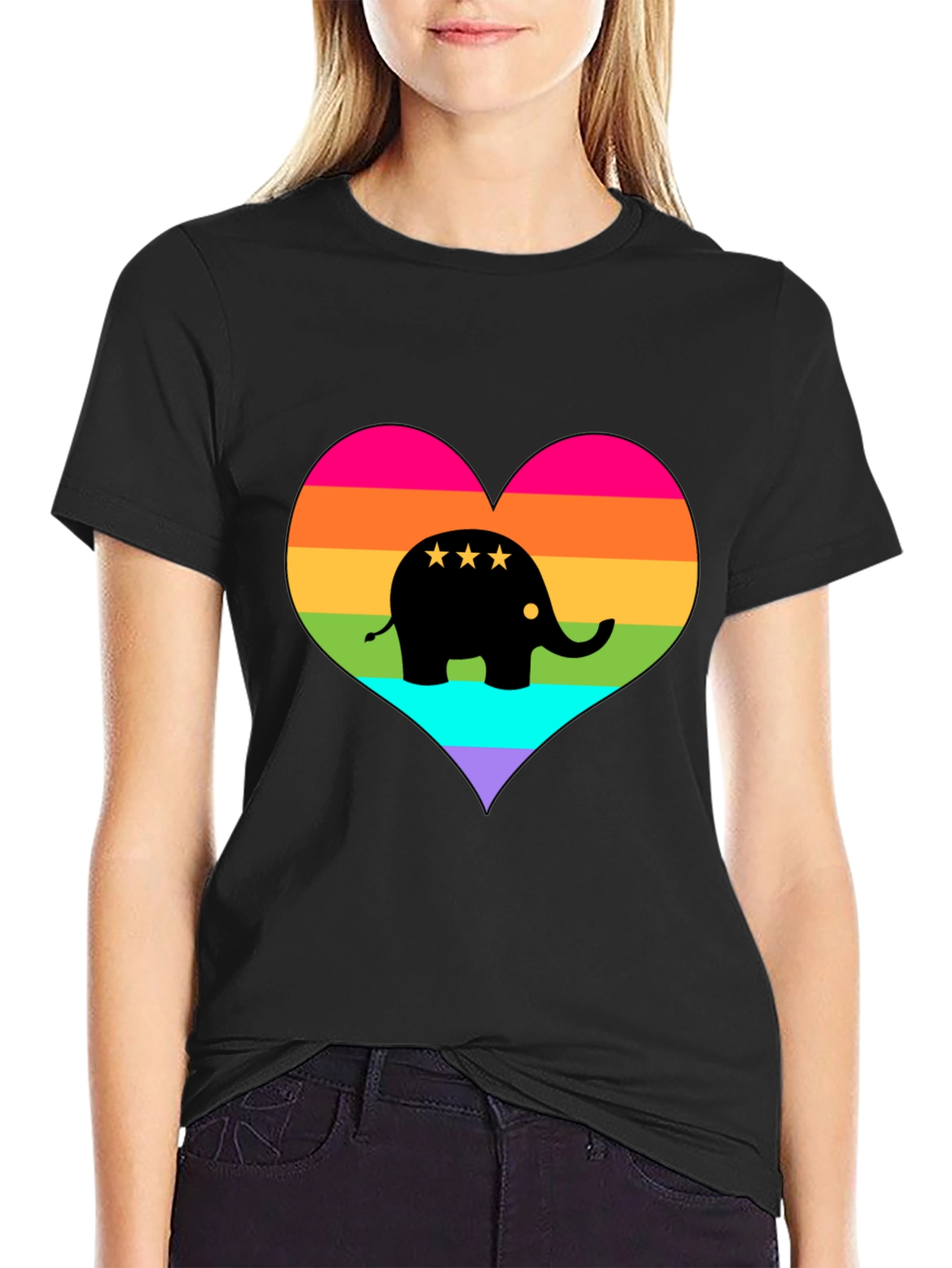 Rainbow Elephant Heart T-Shirt