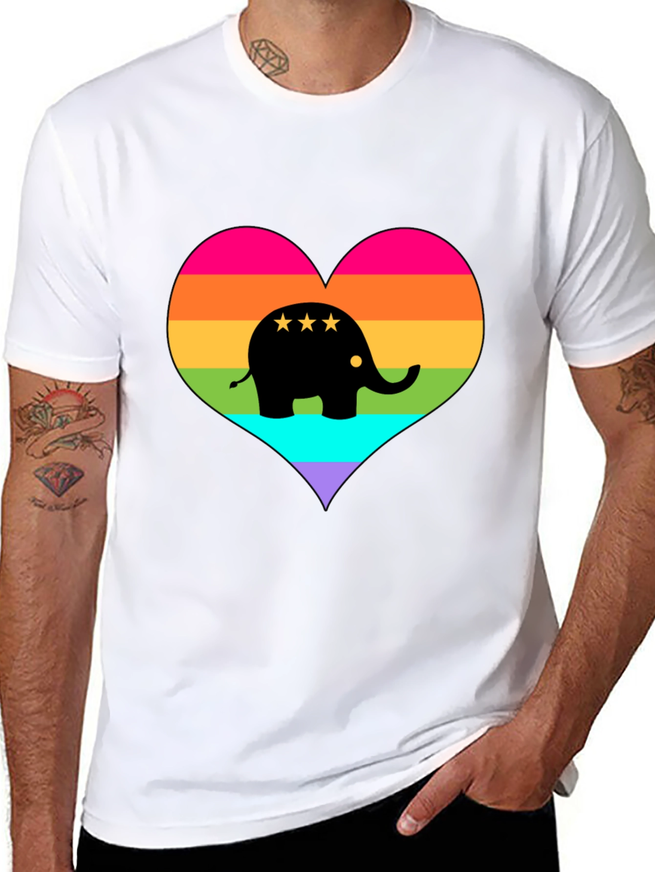 Rainbow Elephant Heart T-Shirt