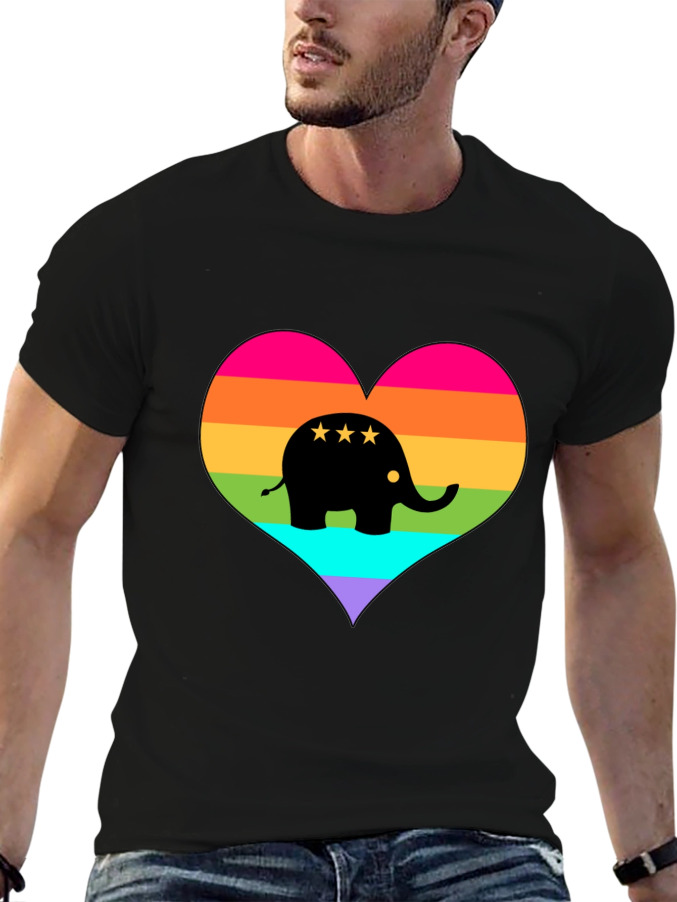 Rainbow Elephant Heart T-Shirt