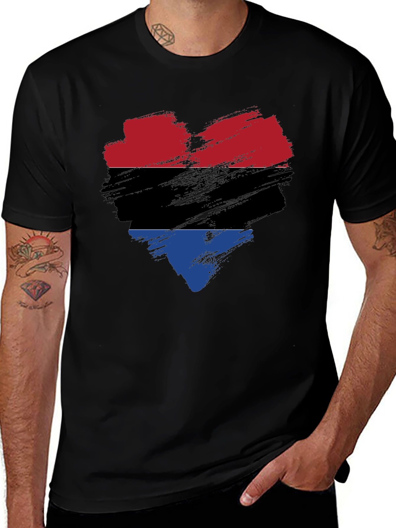 Heart Flag T-Shirt - Red Black Blue