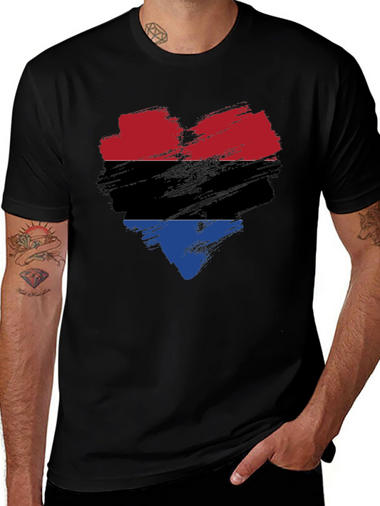 Heart Flag T-Shirt - Red Black Blue