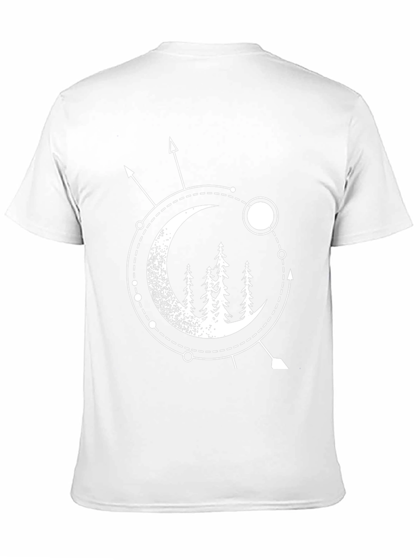 Geometric Moon & Trees Graphic Tee - Black