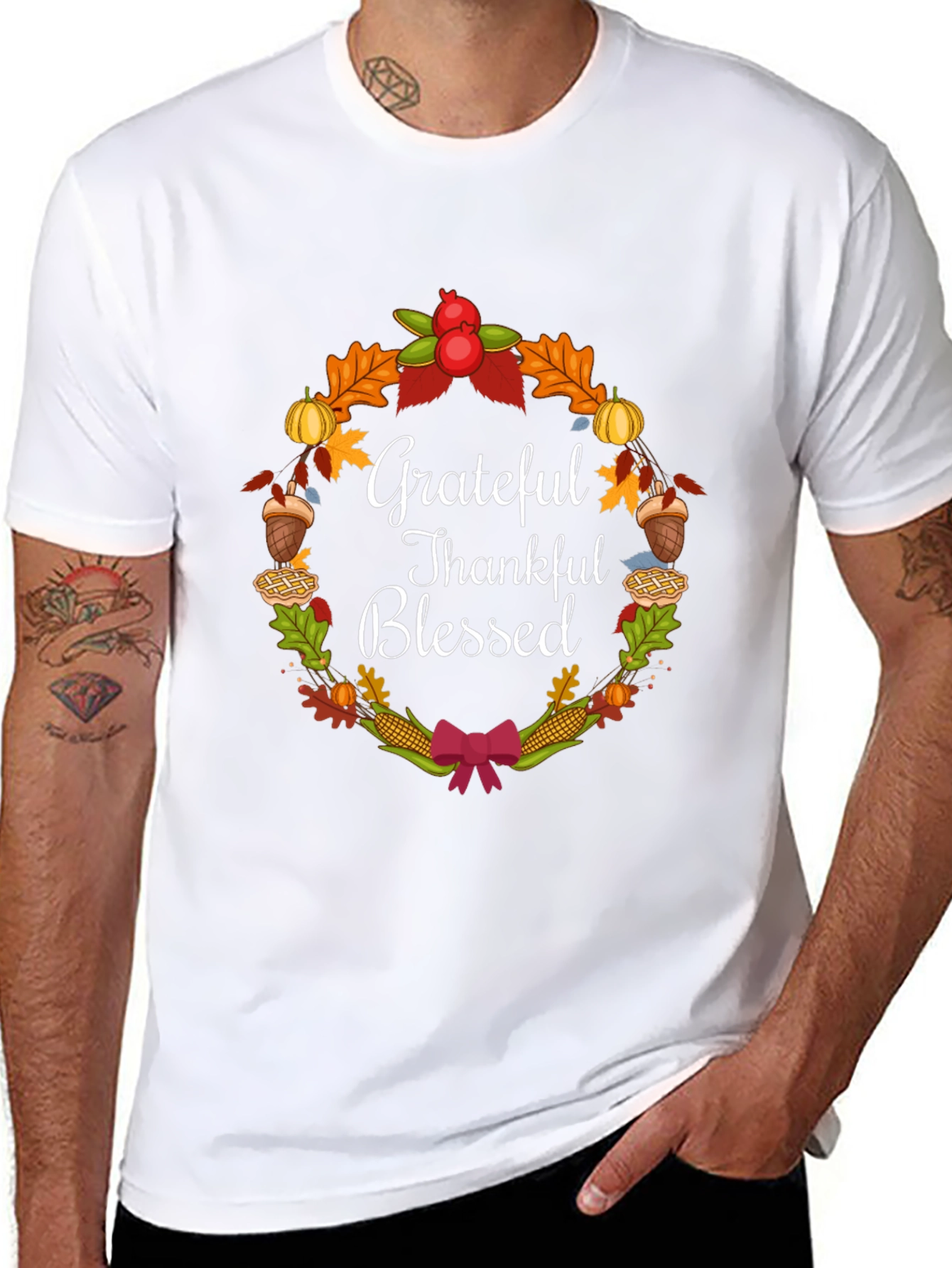 Grateful Thankful Blessed Thanksgiving T-Shirt