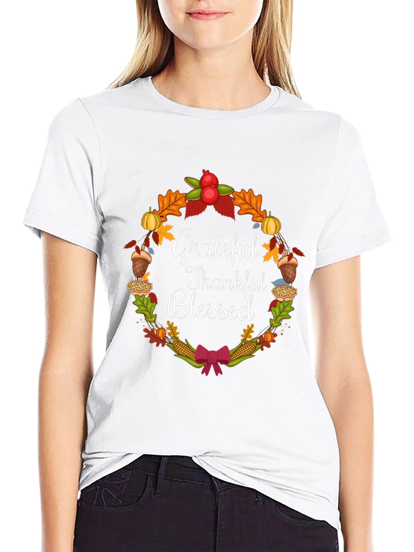Grateful Thankful Blessed Thanksgiving T-Shirt