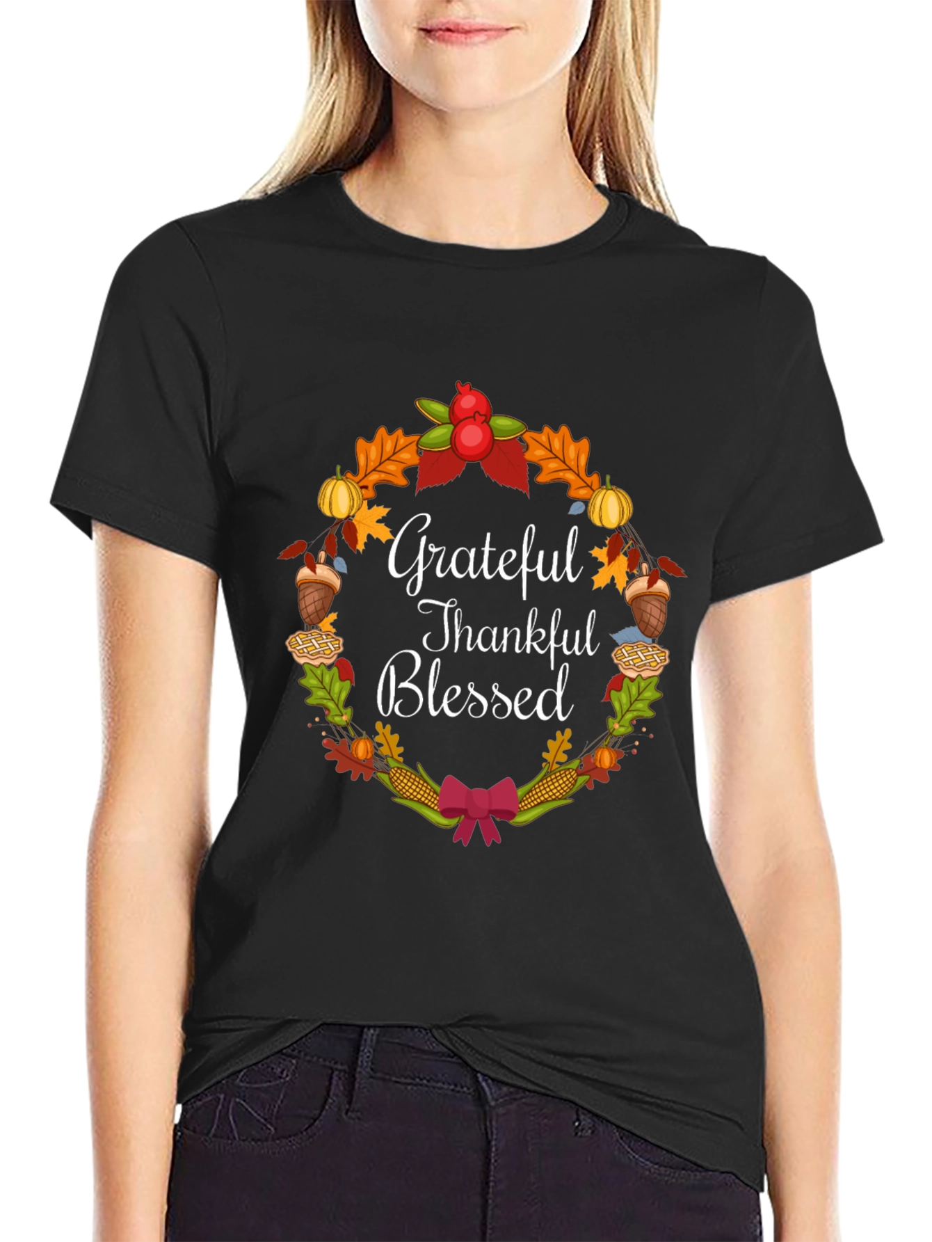 Grateful Thankful Blessed Thanksgiving T-Shirt