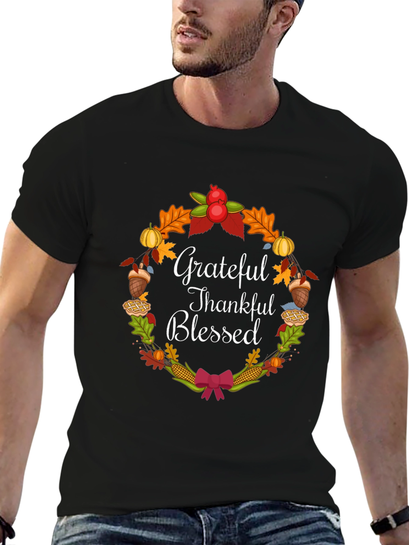Grateful Thankful Blessed Thanksgiving T-Shirt