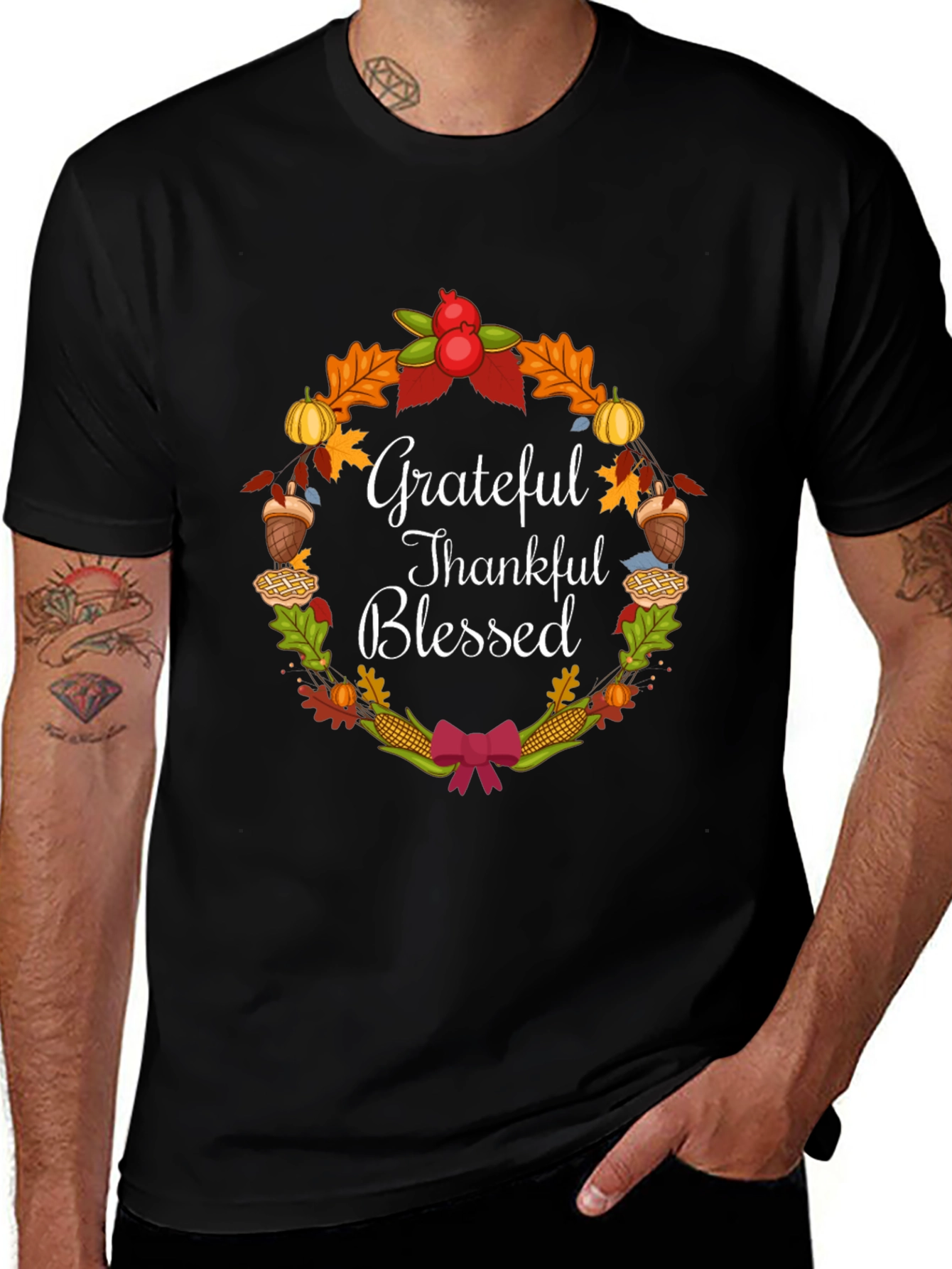 Grateful Thankful Blessed Thanksgiving T-Shirt