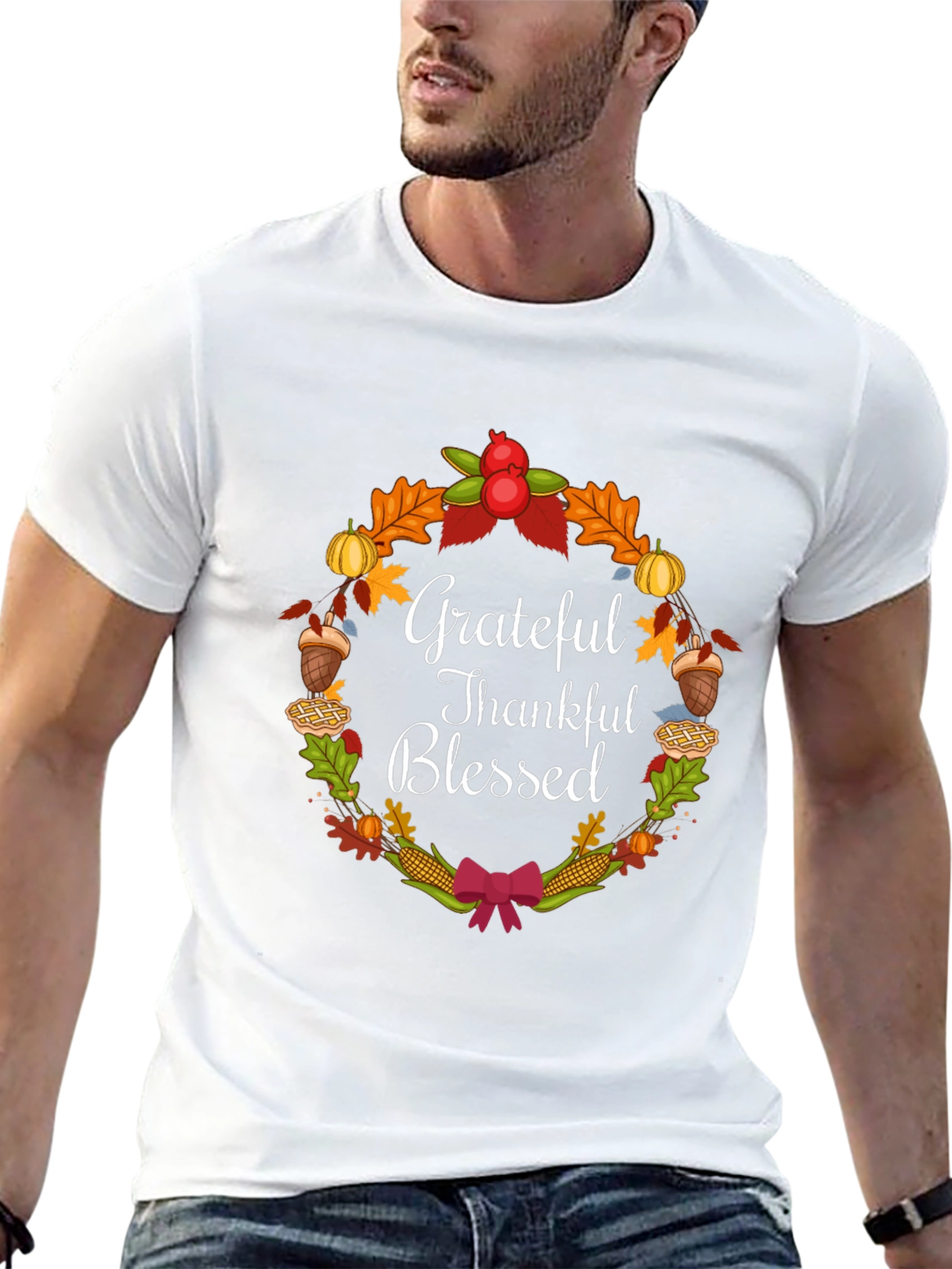 Grateful Thankful Blessed Thanksgiving T-Shirt
