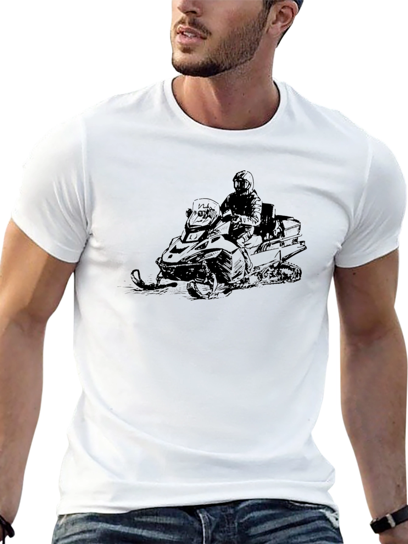Black Snowmobile Rider Graphic Tee