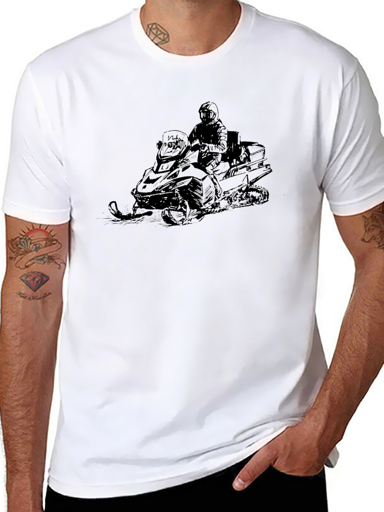 Black Snowmobile Rider Graphic Tee