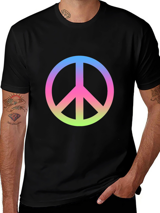 Peace Sign Gradient Tee - Black Cotton Blend
