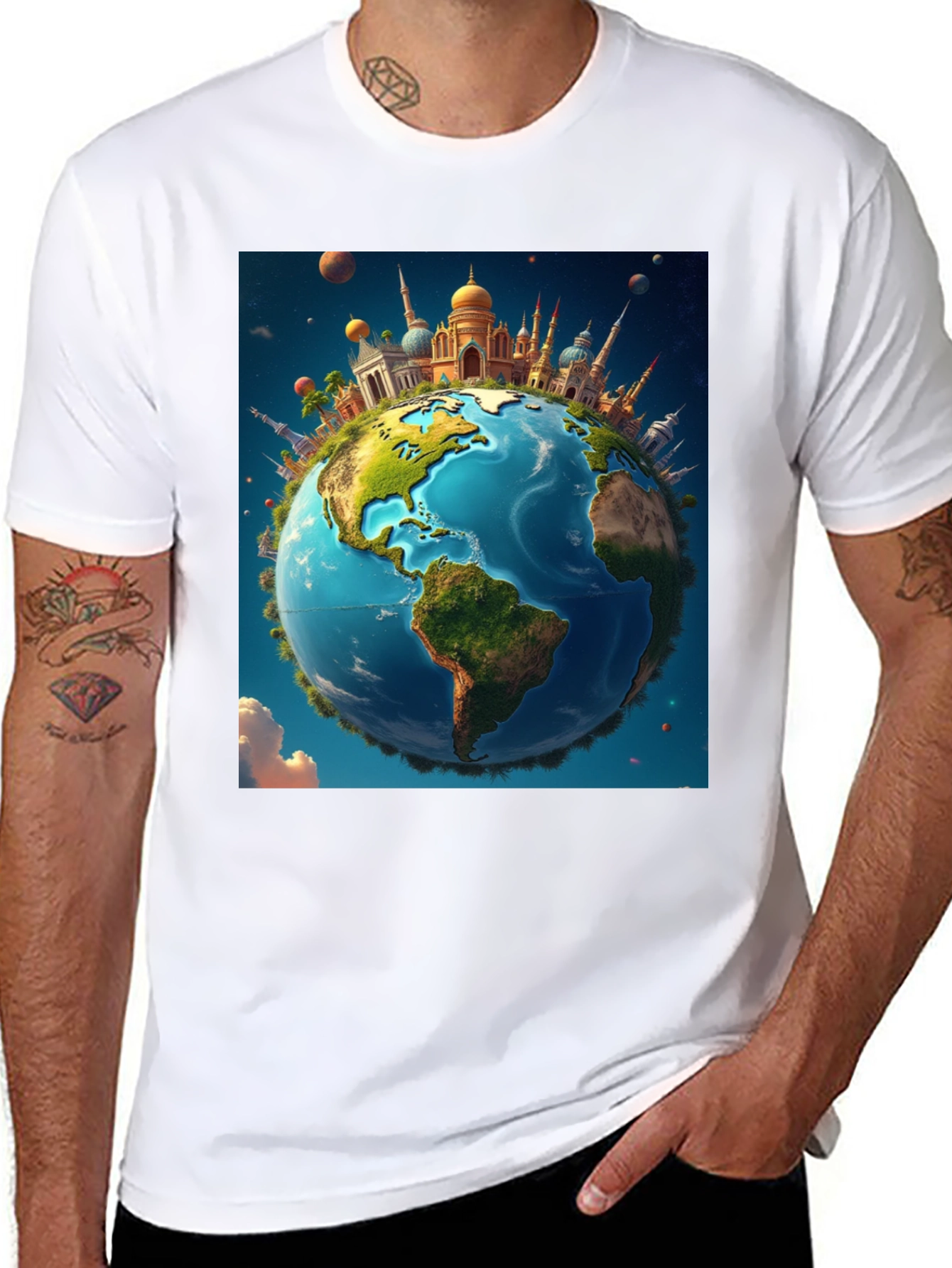 World Landmark Globe Graphic Tee