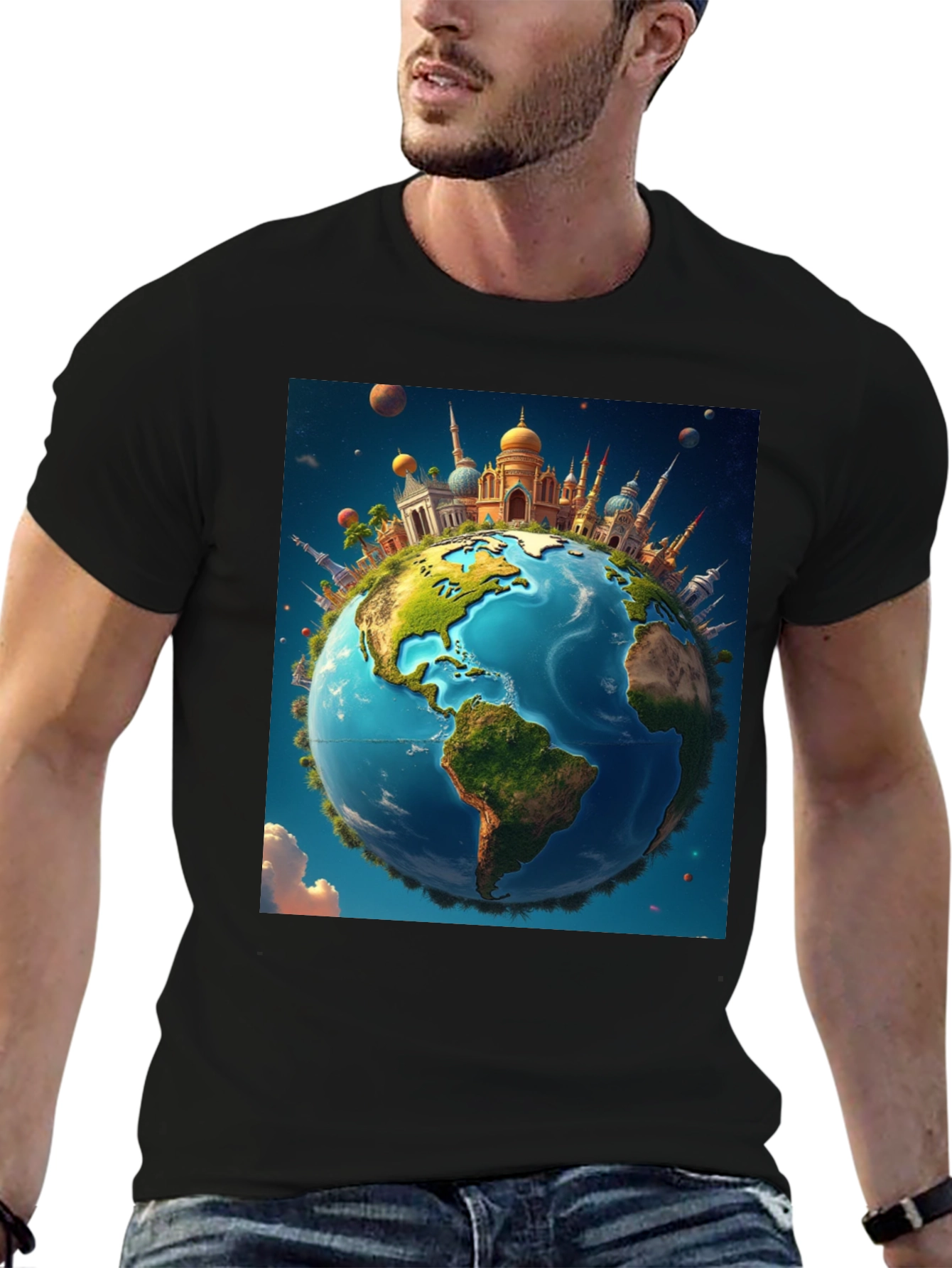 World Landmark Globe Graphic Tee