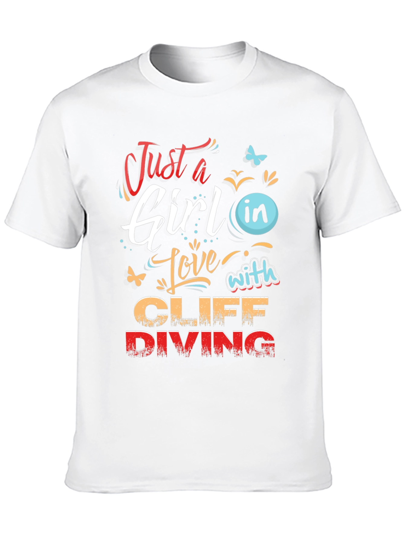 Girl Cliff Diving Graphic T-Shirt - Stylish Tee