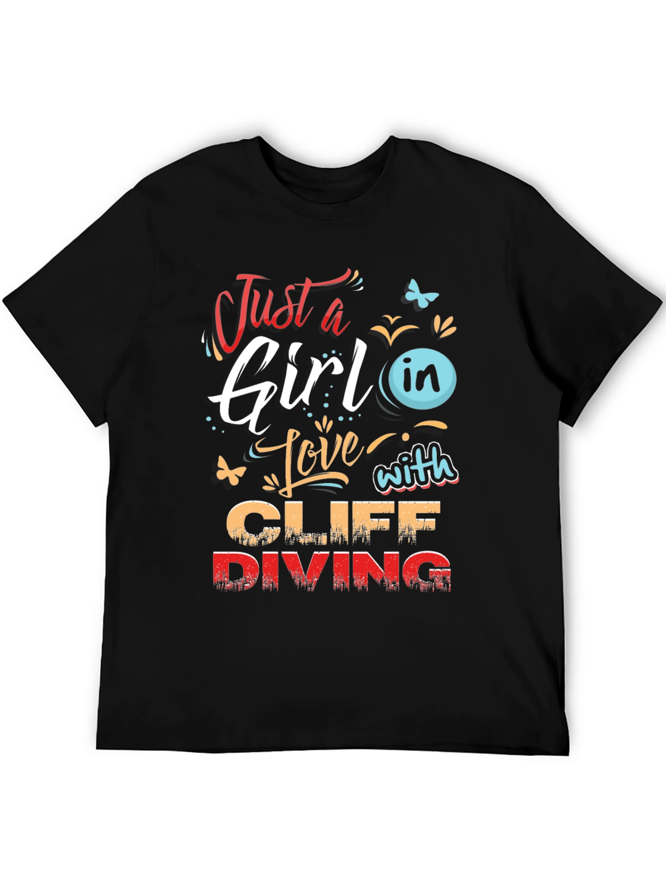 Girl Cliff Diving Graphic T-Shirt - Stylish Tee