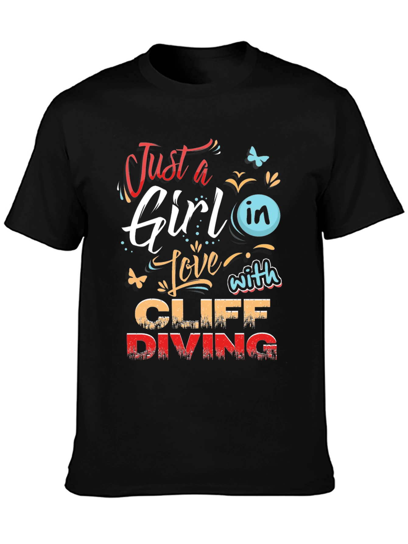 Girl Cliff Diving Graphic T-Shirt - Stylish Tee