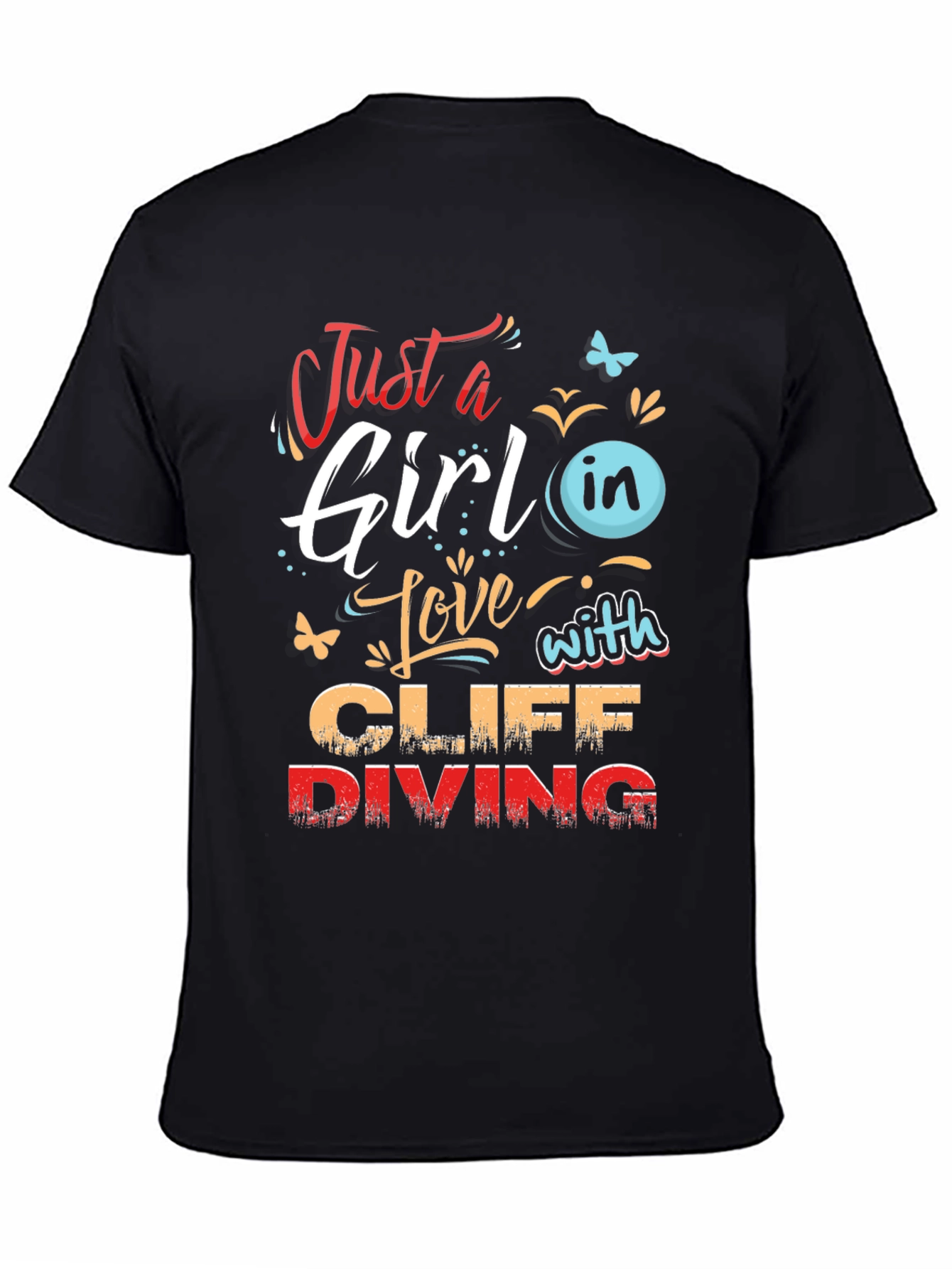 Girl Cliff Diving Graphic T-Shirt - Stylish Tee