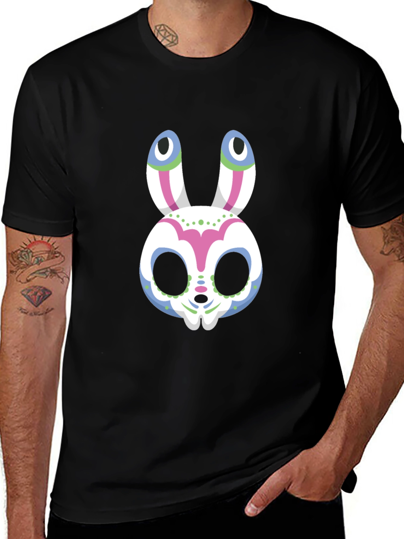 Sugar Skull Bunny Graphic Tee - Halloween