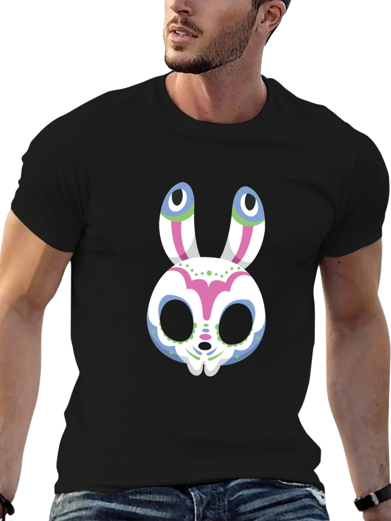 Sugar Skull Bunny Graphic Tee - Halloween