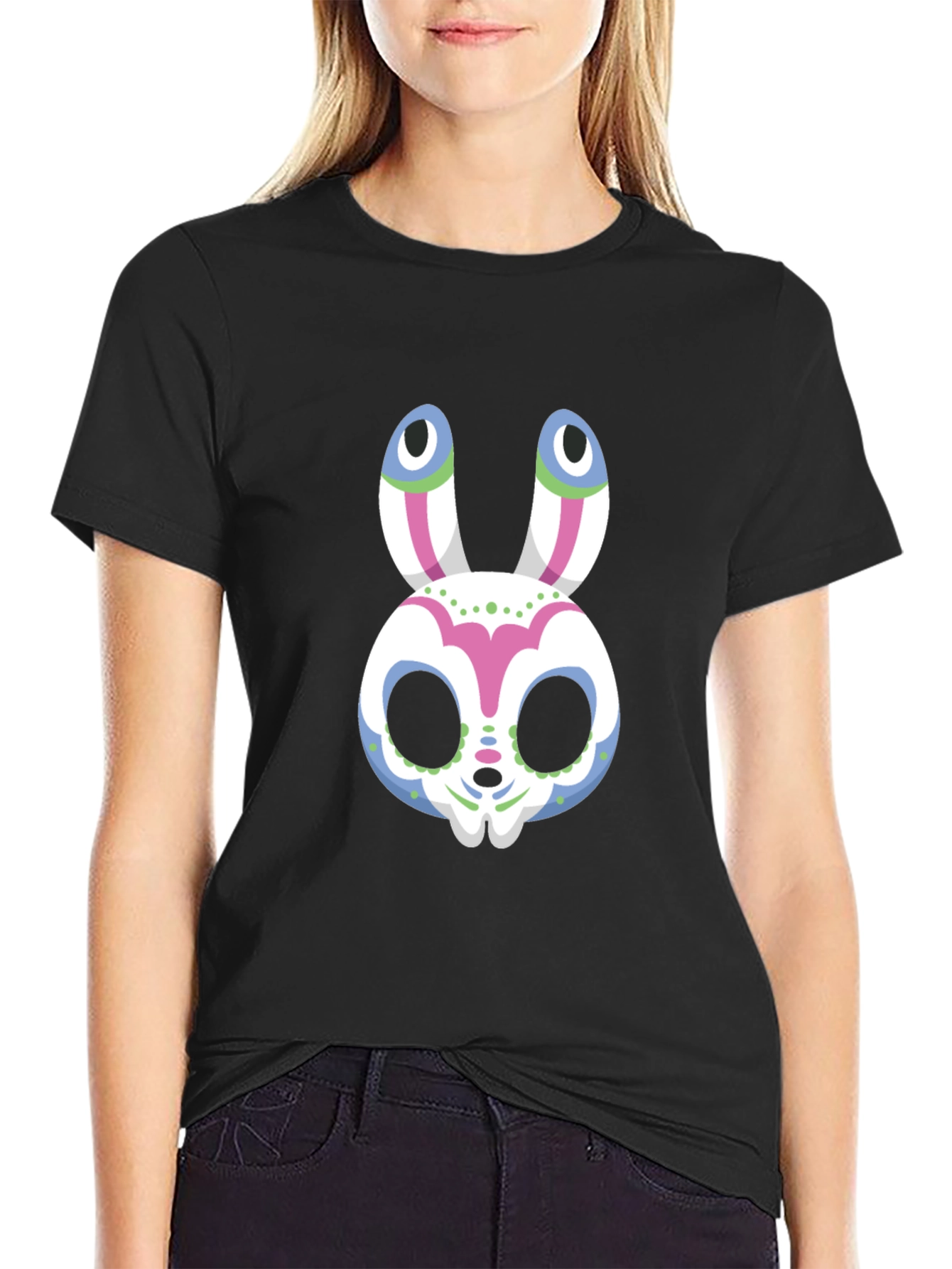 Sugar Skull Bunny Graphic Tee - Halloween