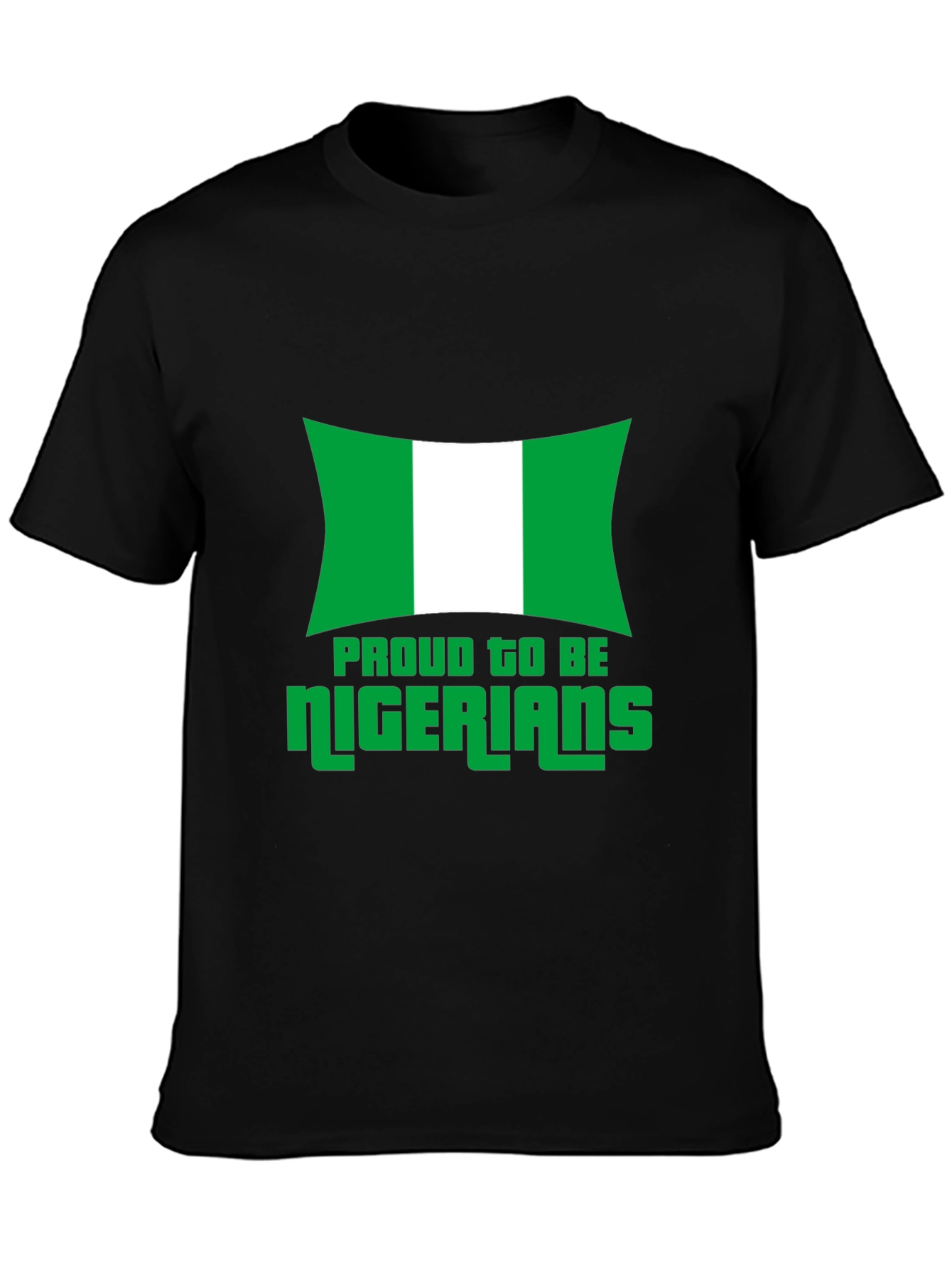 Proud Nigerian Flag Graphic T-Shirt - Black