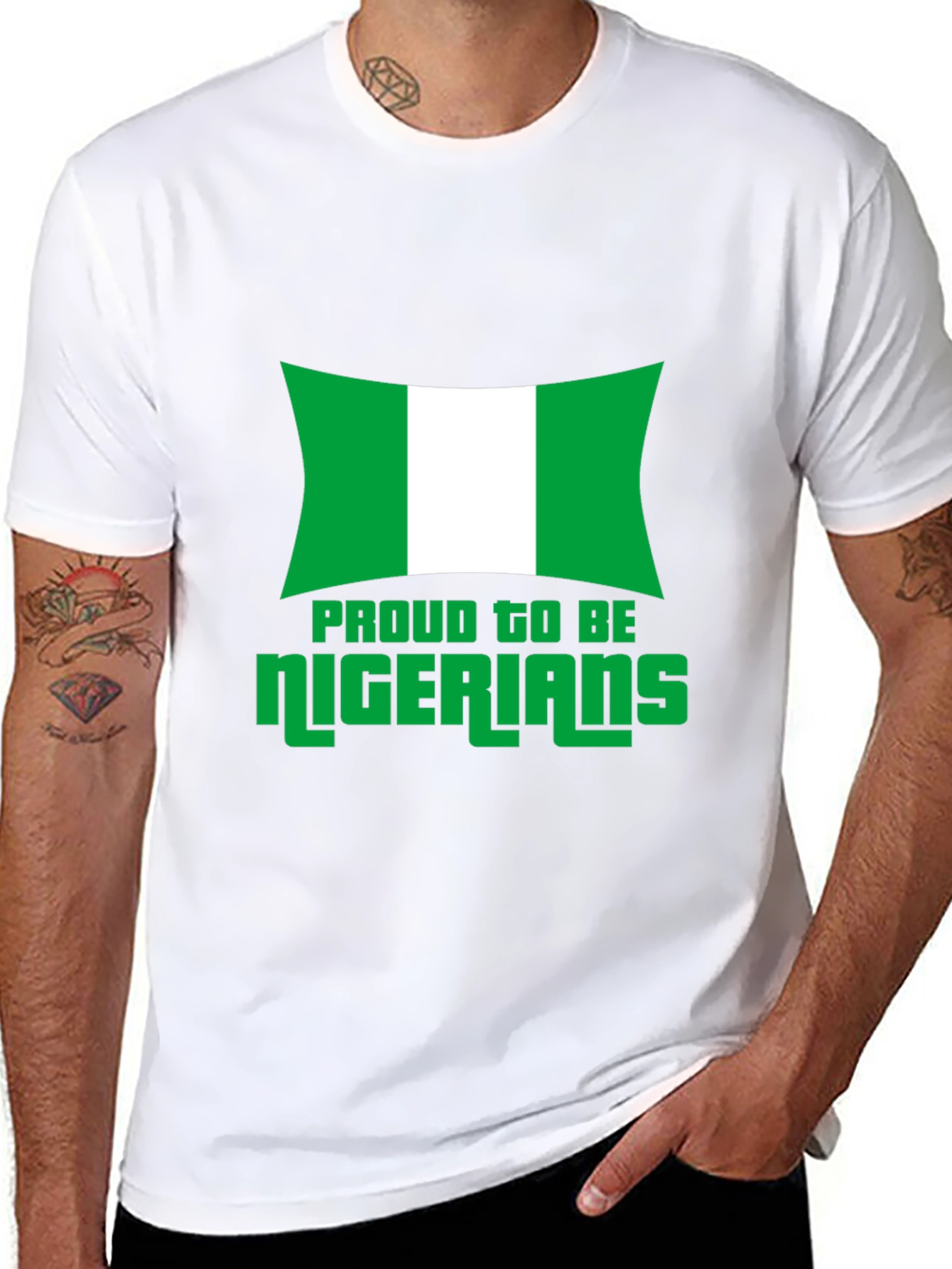 Proud Nigerian Flag Graphic T-Shirt - Black