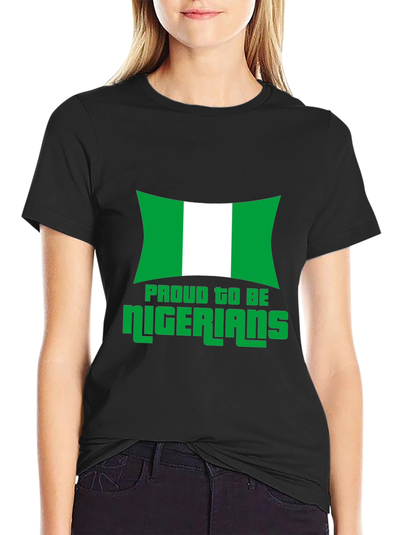 Proud Nigerian Flag Graphic T-Shirt - Black