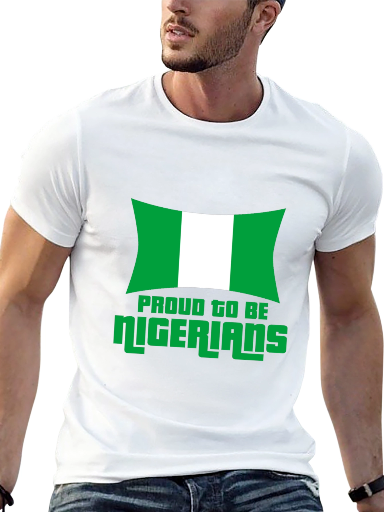Proud Nigerian Flag Graphic T-Shirt - Black