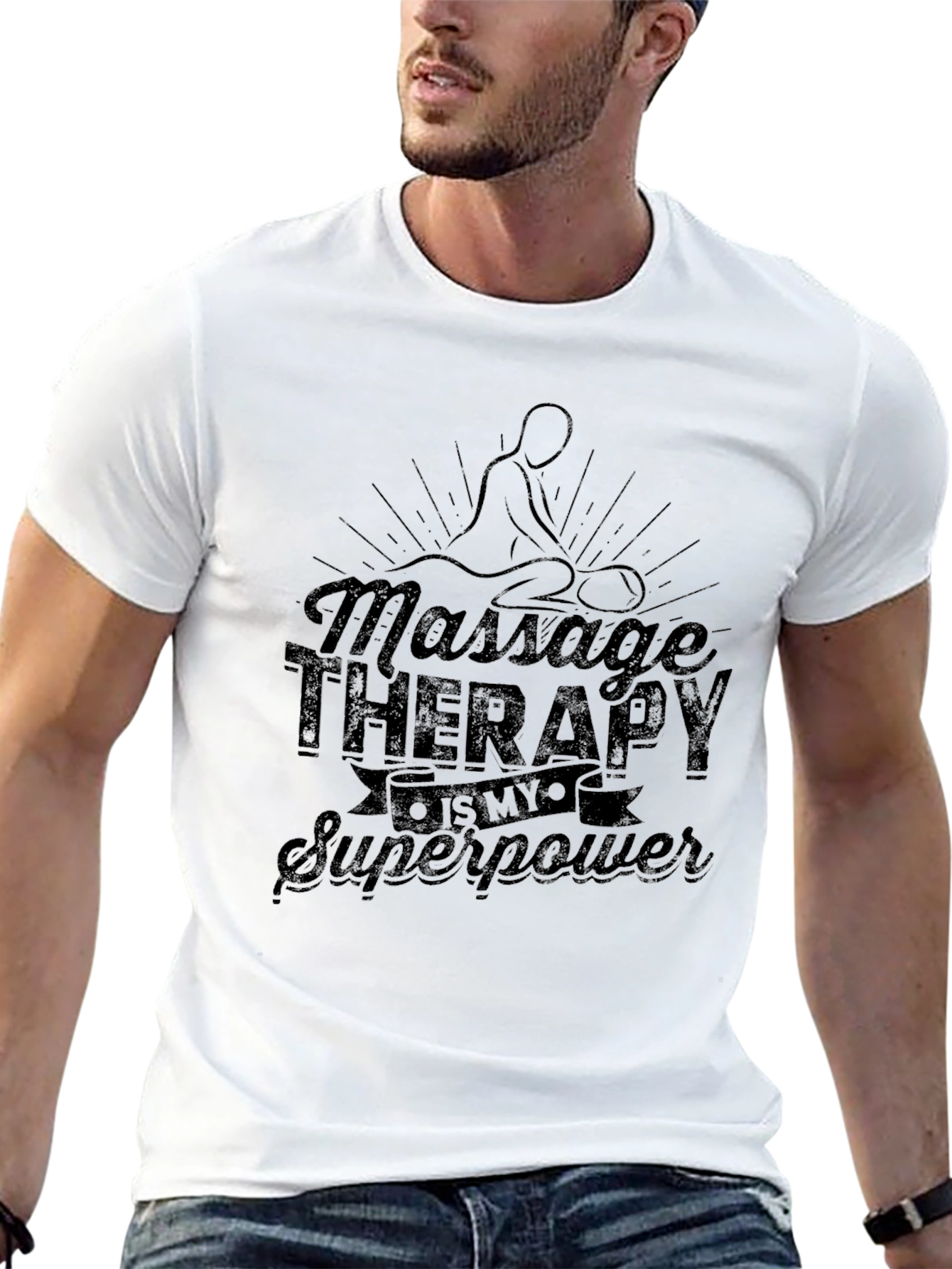 Massage Therapy Superpower T-Shirt - Black Graphic Tee