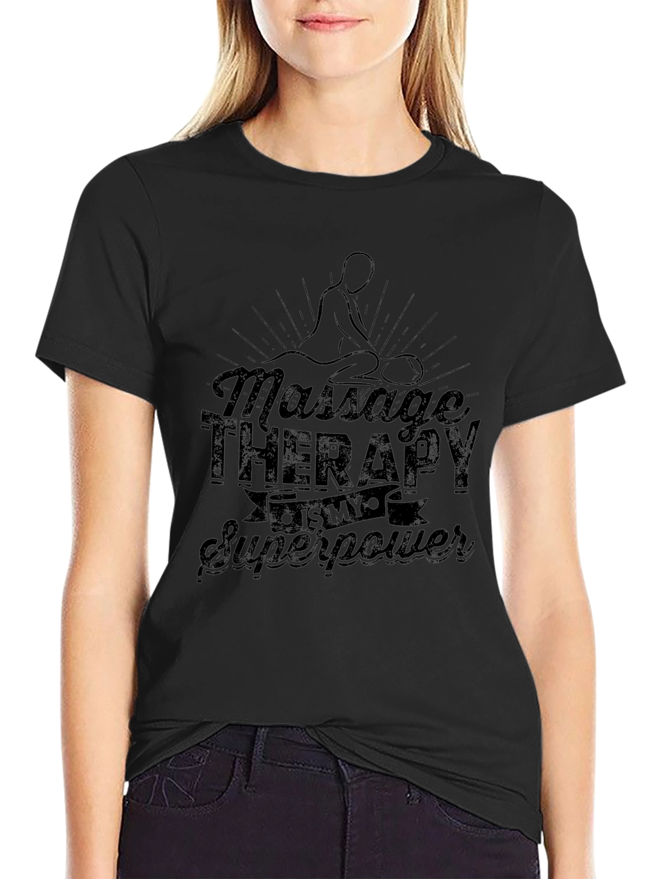 Massage Therapy Superpower T-Shirt - Black Graphic Tee