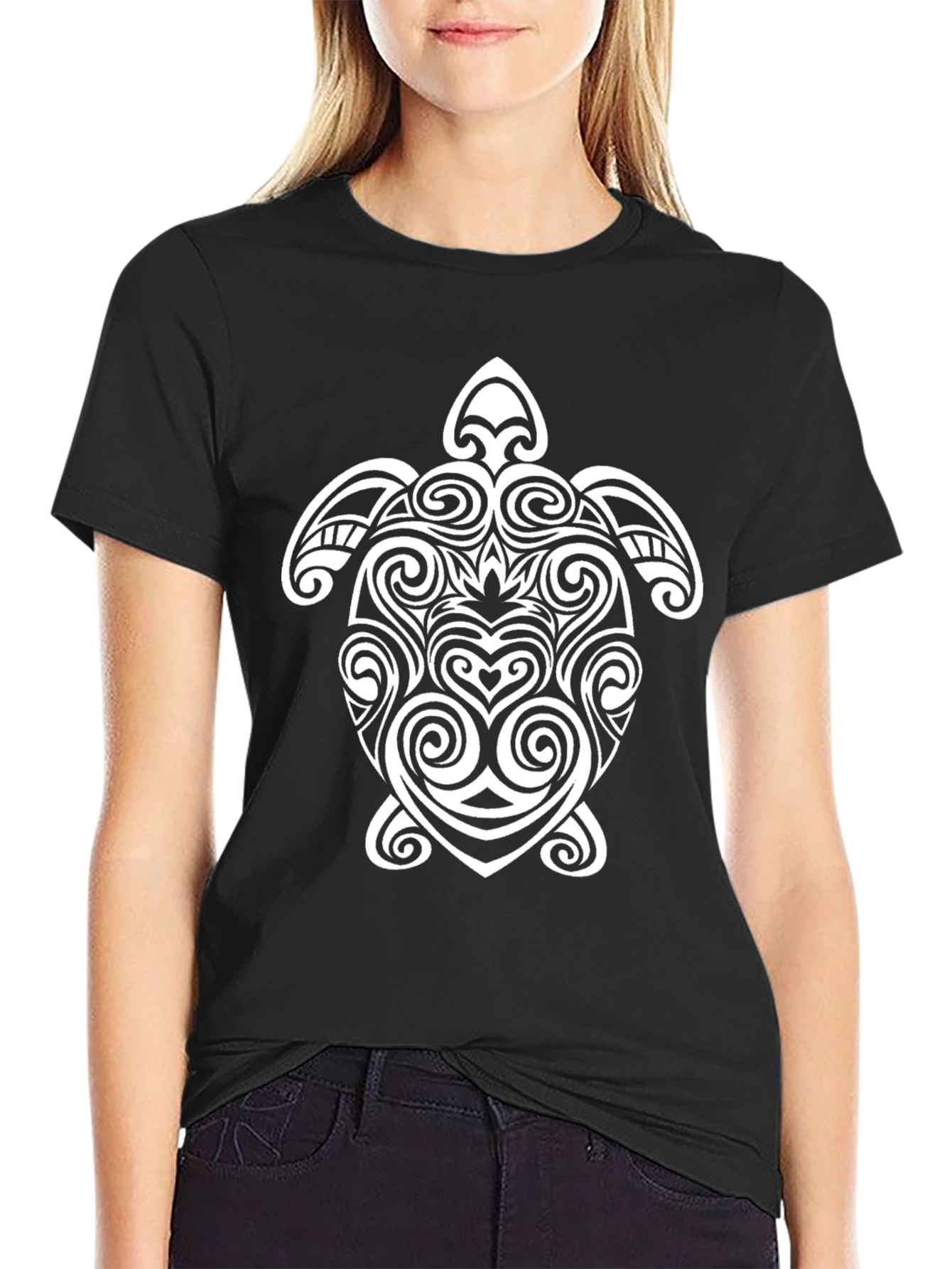 Tribal Turtle Graphic Tee - Black