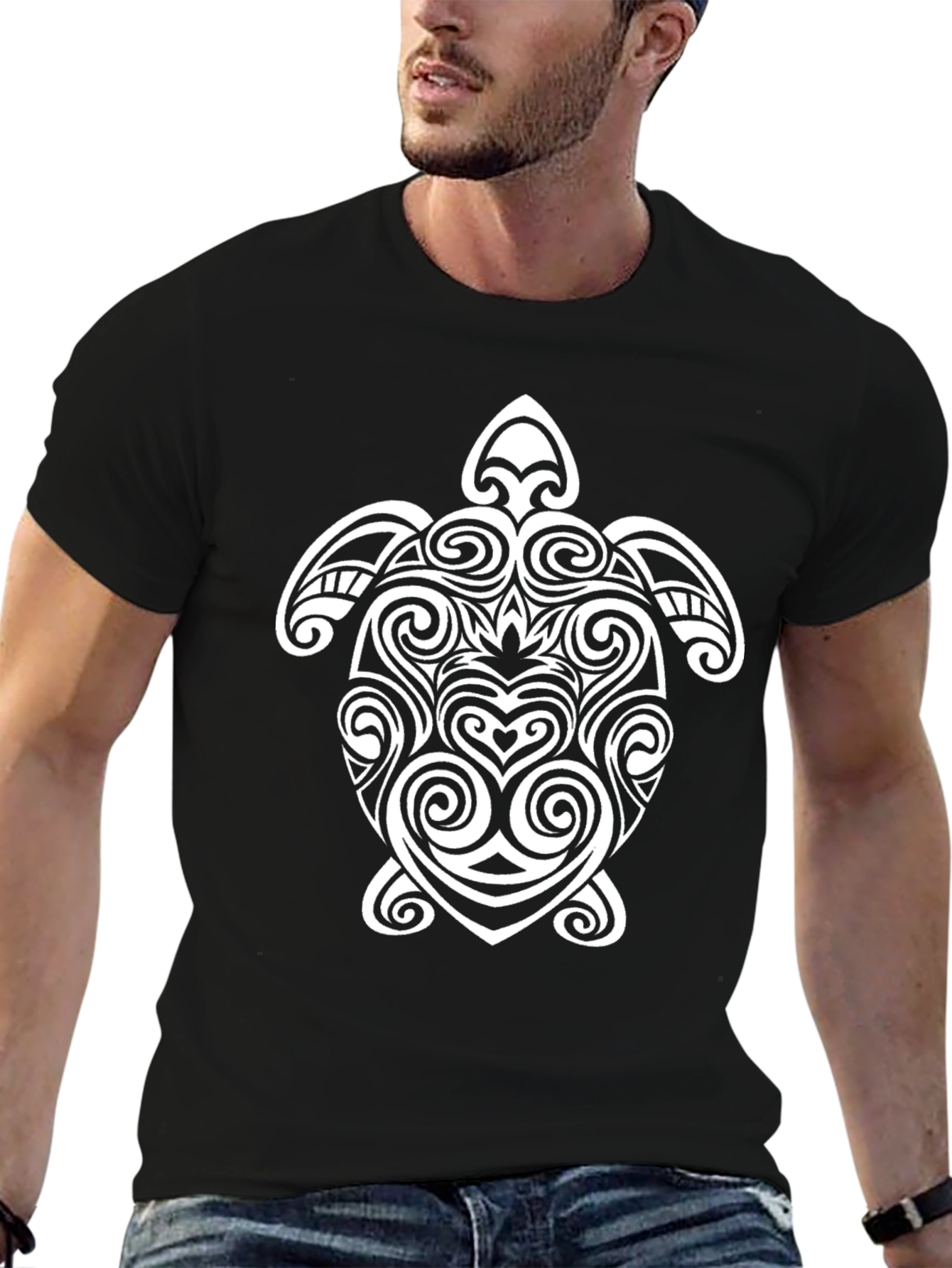 Tribal Turtle Graphic Tee - Black