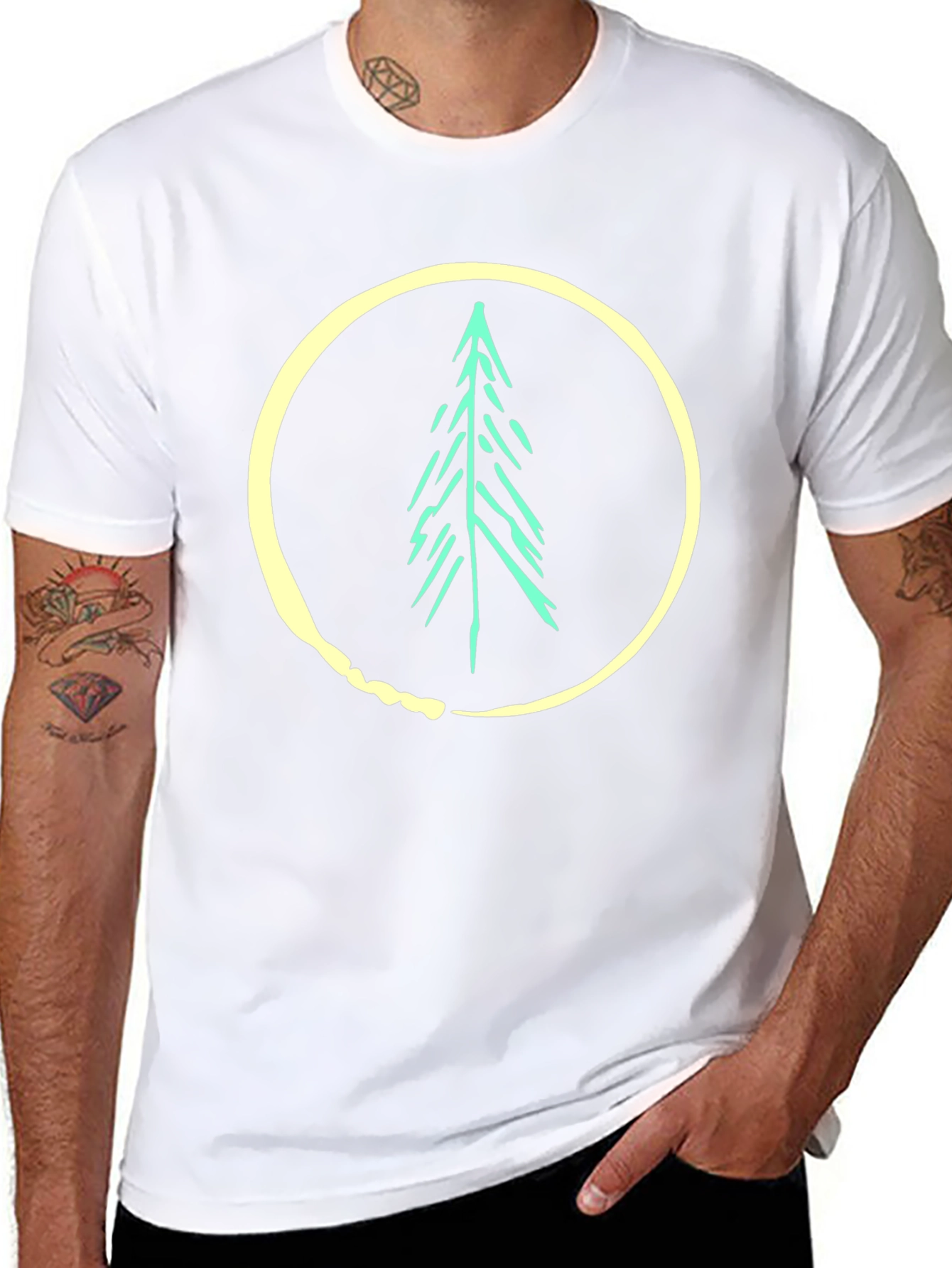 Nature Tree Circle Graphic Black T-Shirt
