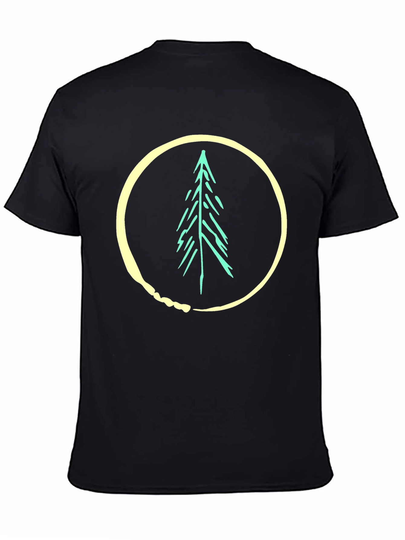 Nature Tree Circle Graphic Black T-Shirt