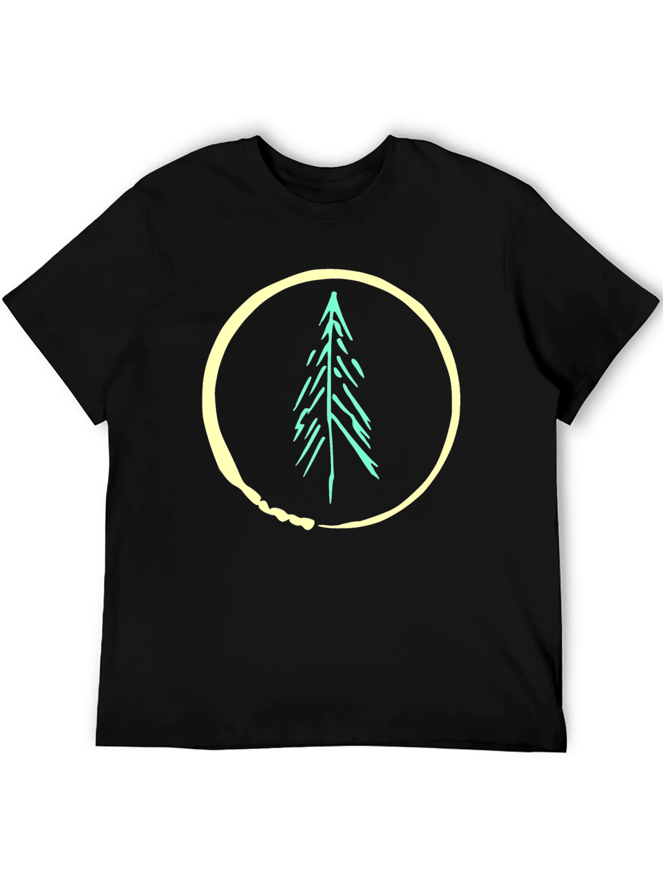 Nature Tree Circle Graphic Black T-Shirt