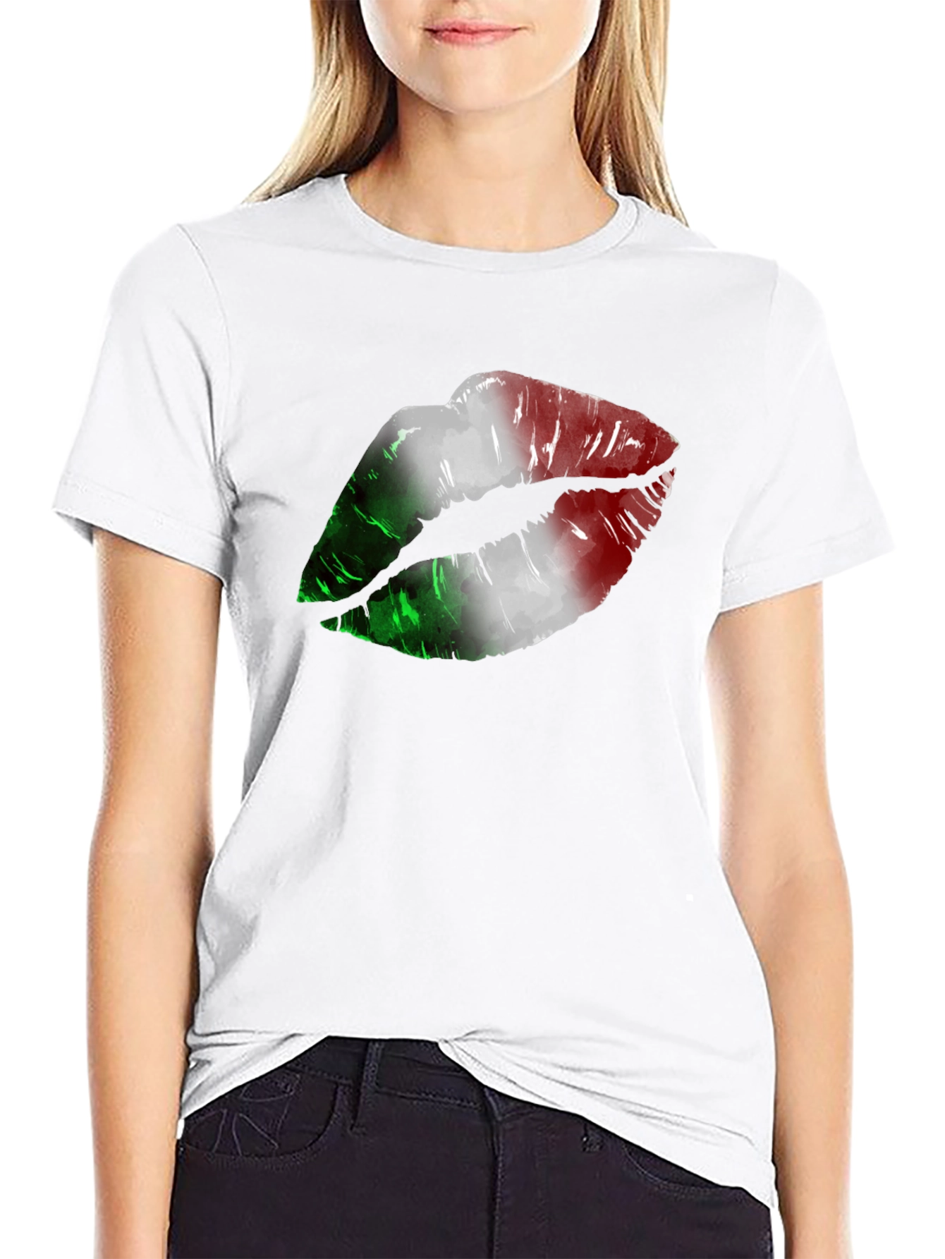 Italian Flag Lips Graphic T-Shirt