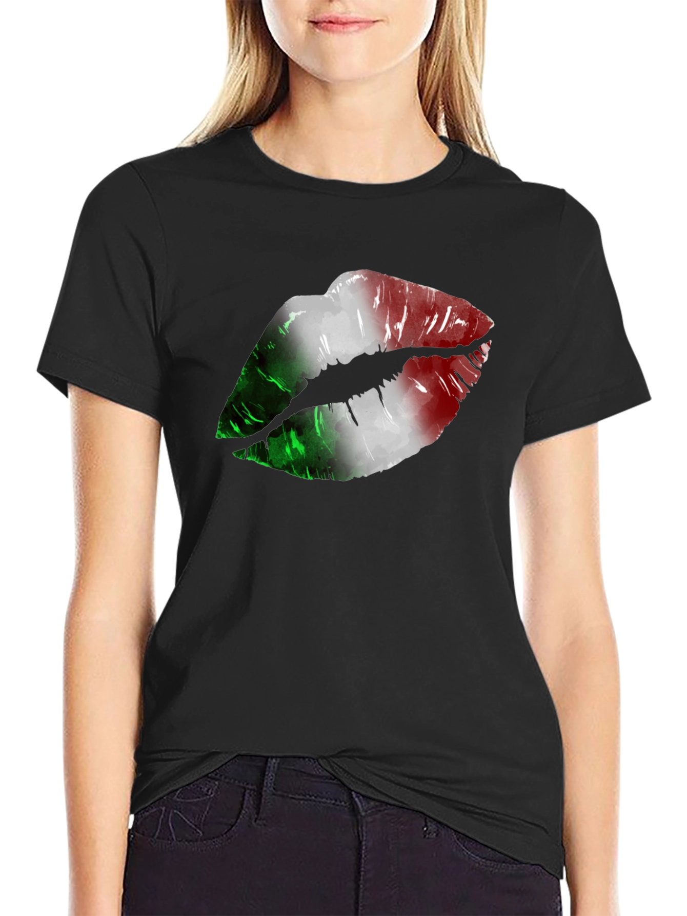 Italian Flag Lips Graphic T-Shirt