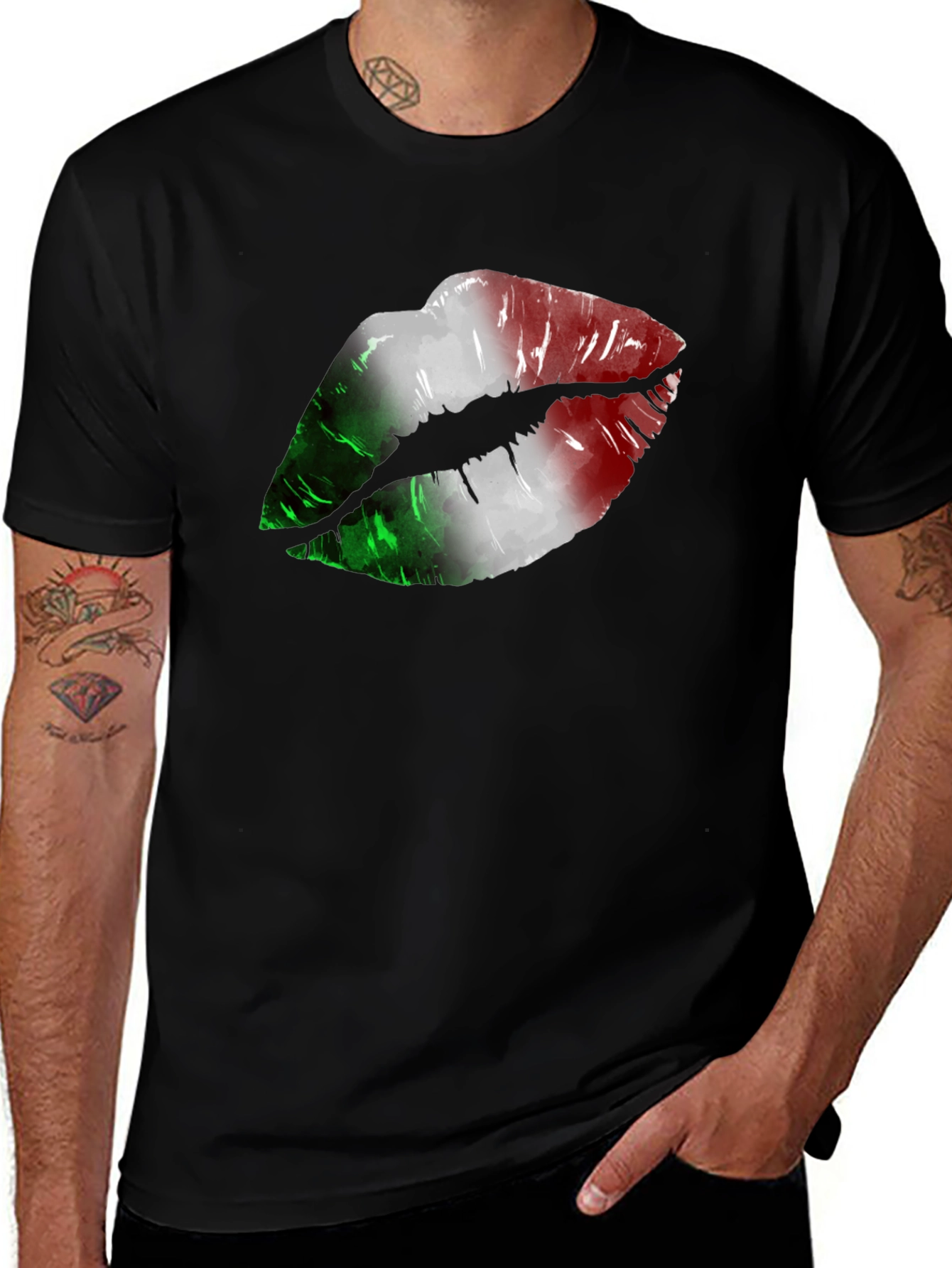 Italian Flag Lips Graphic T-Shirt