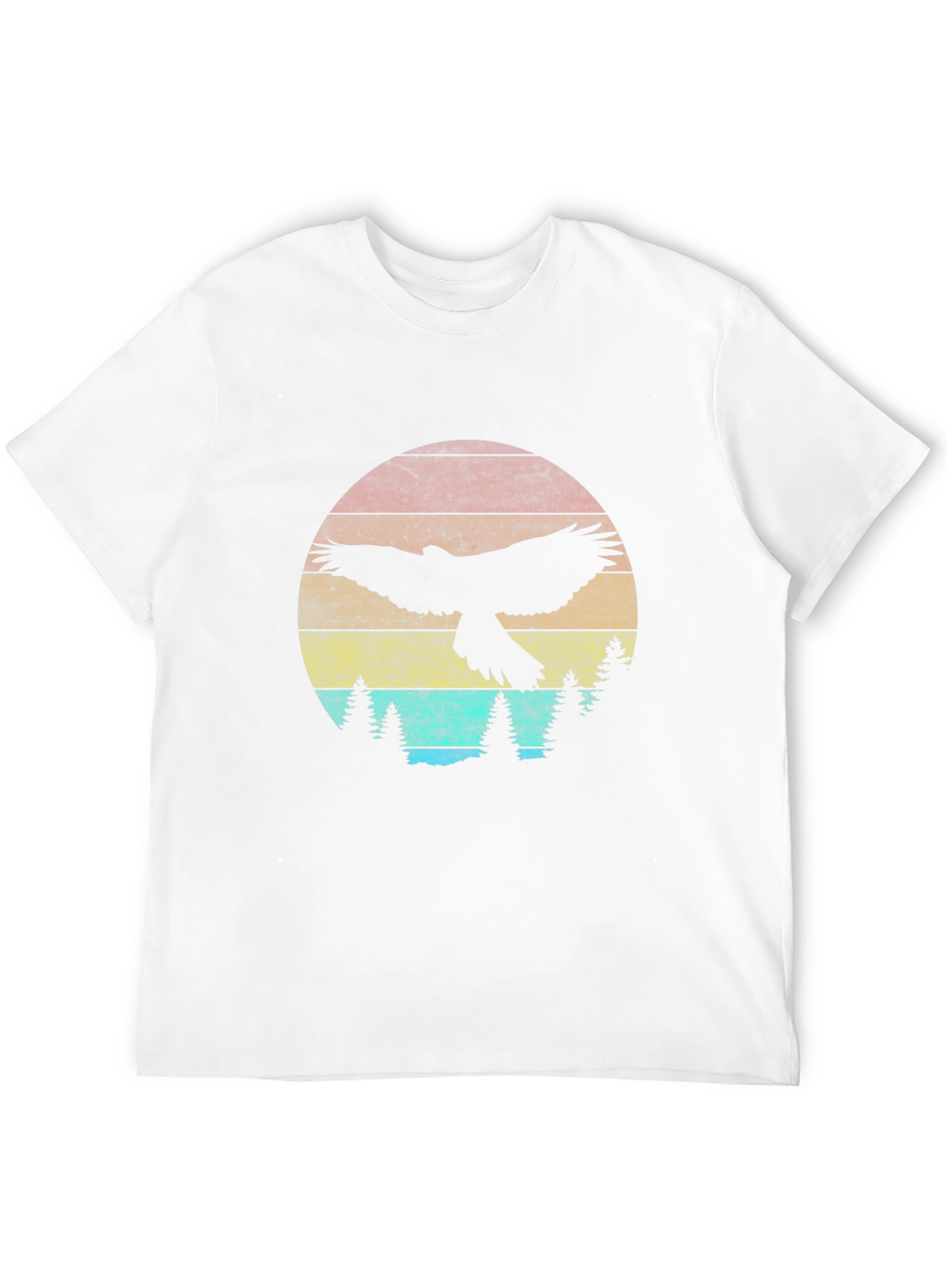 Retro Eagle Sunset Graphic Tee - Black Crew Neck