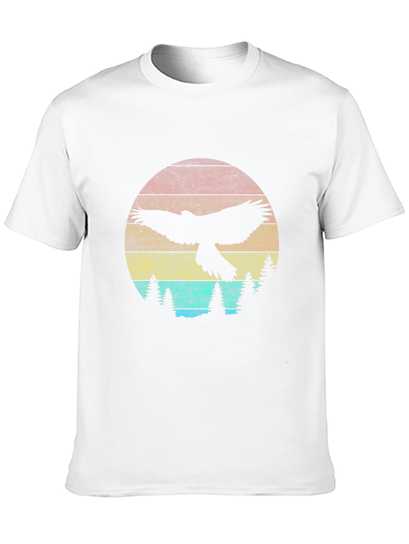 Retro Eagle Sunset Graphic Tee - Black Crew Neck