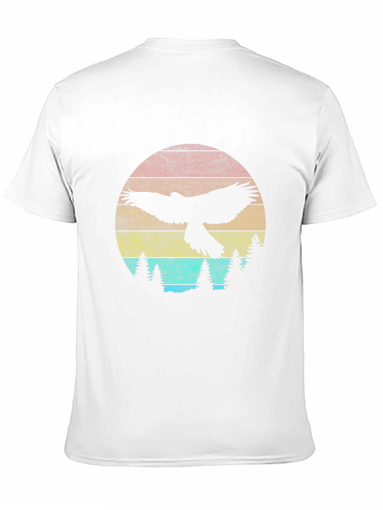 Retro Eagle Sunset Graphic Tee - Black Crew Neck