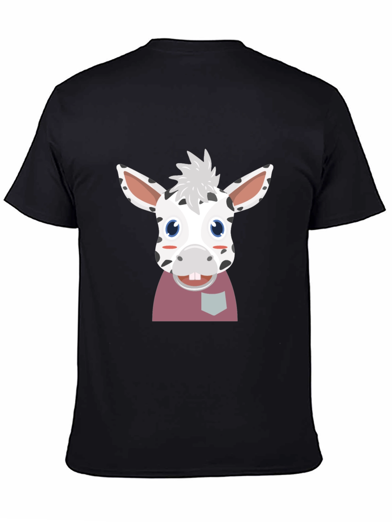 Cute Cartoon Animal Graphic Tee - Black