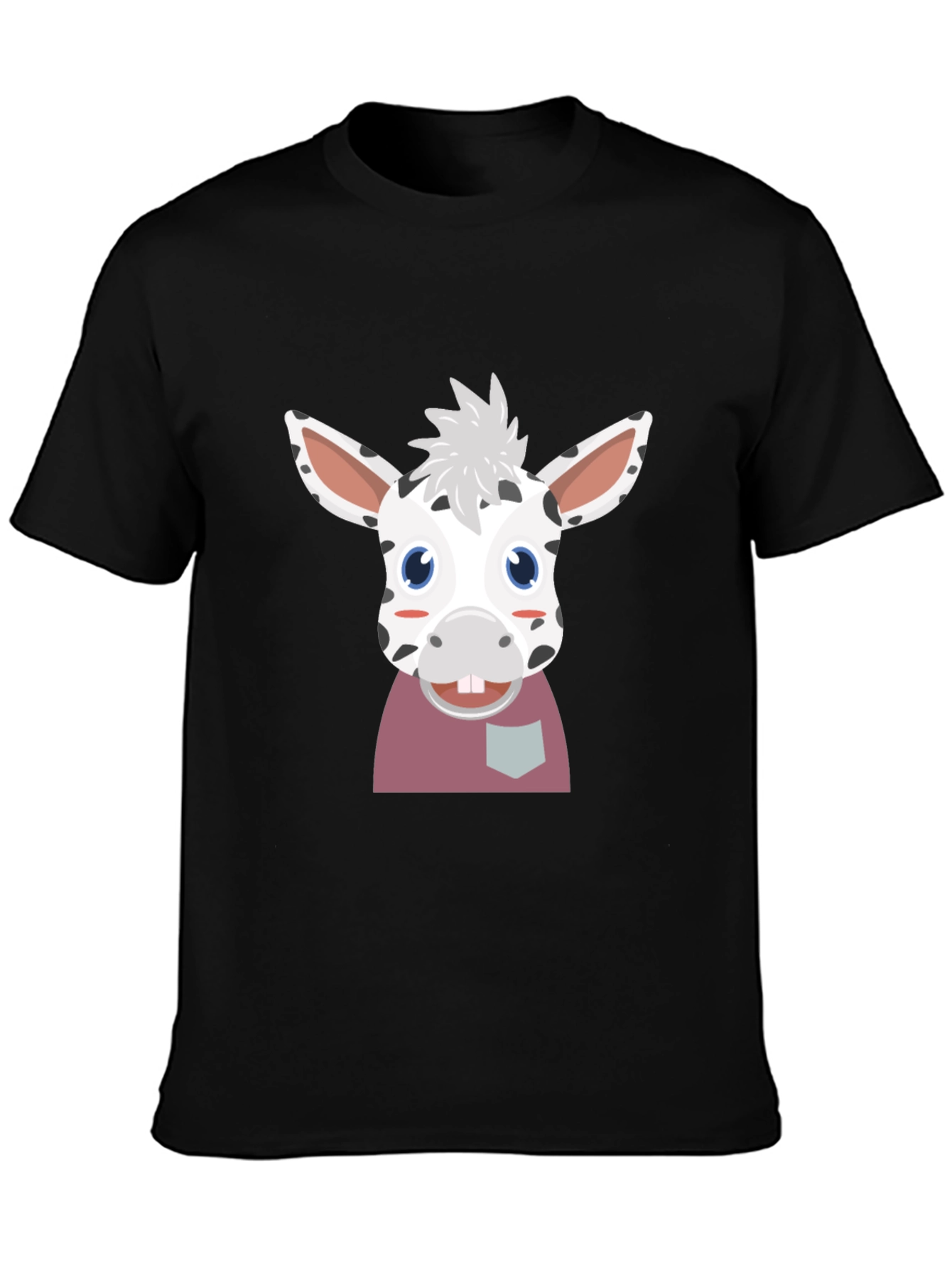 Cute Cartoon Animal Graphic Tee - Black