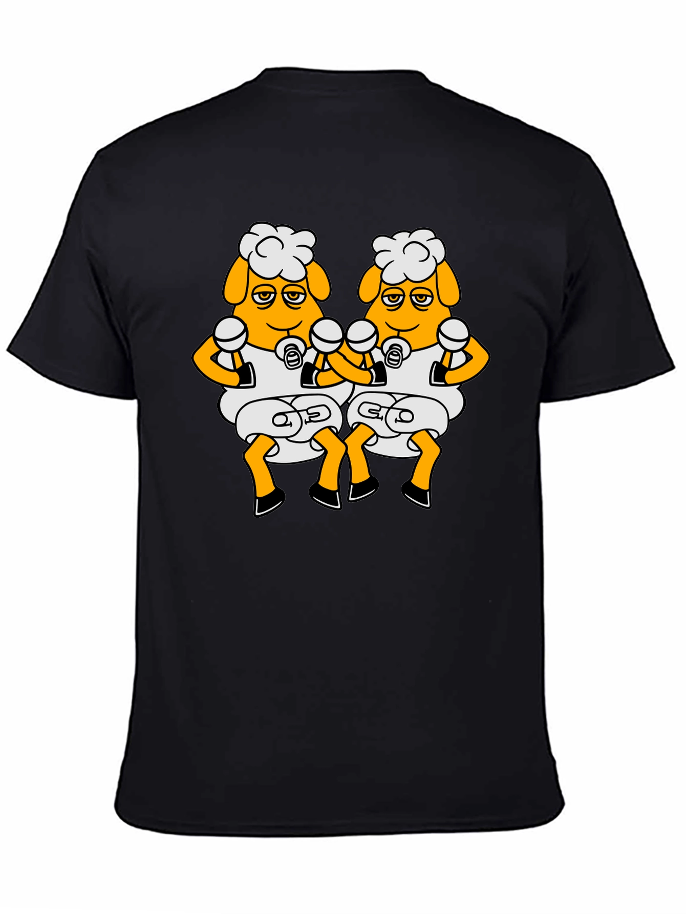 Funny Sheep Boxing T-Shirt - Black Cartoon Design