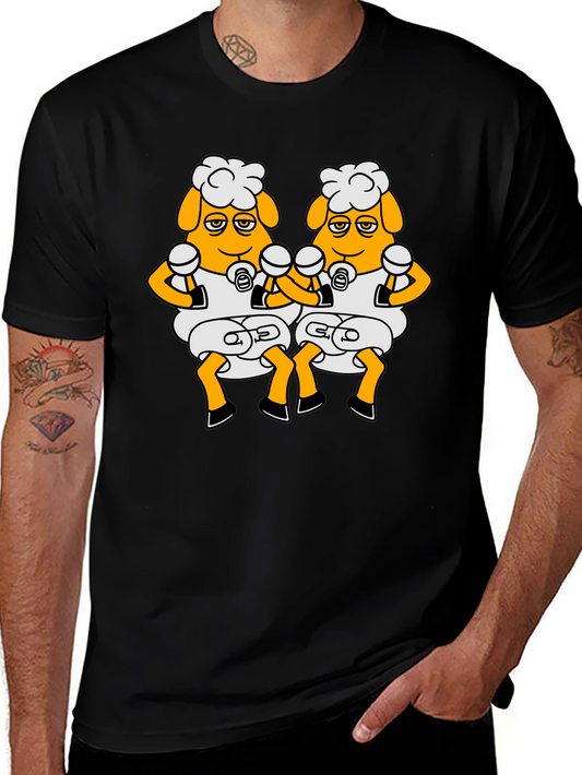 Funny Sheep Boxing T-Shirt - Black Cartoon Design