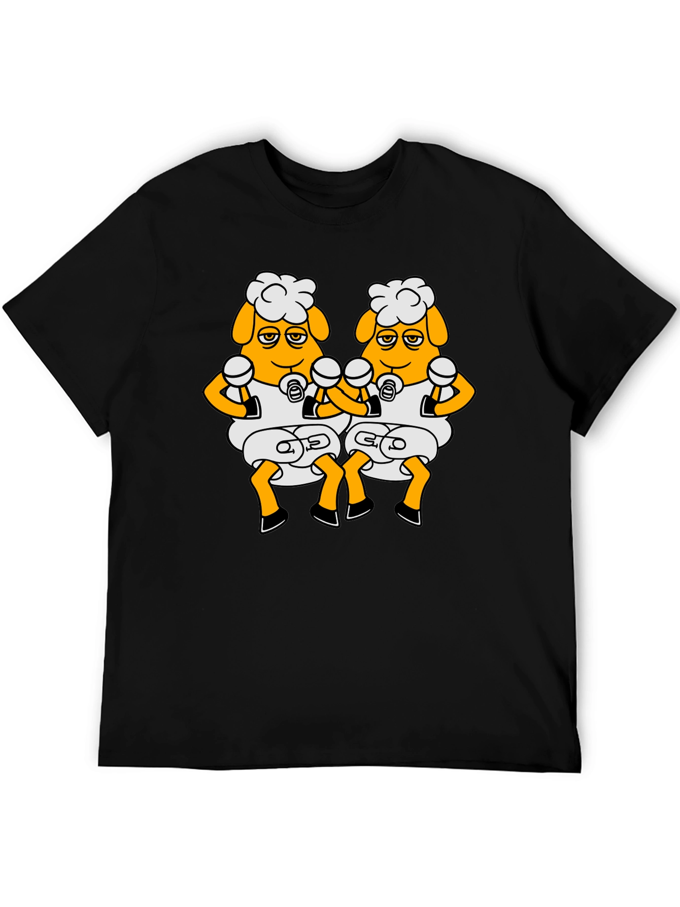 Funny Sheep Boxing T-Shirt - Black Cartoon Design
